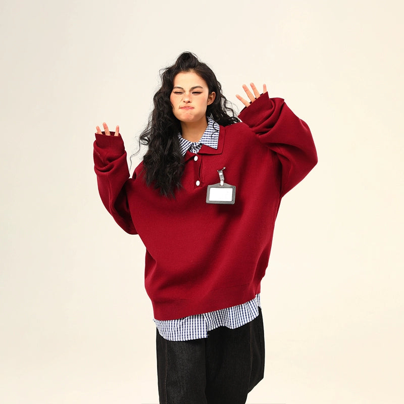 Cloudy Day Oversized Polo Sweater