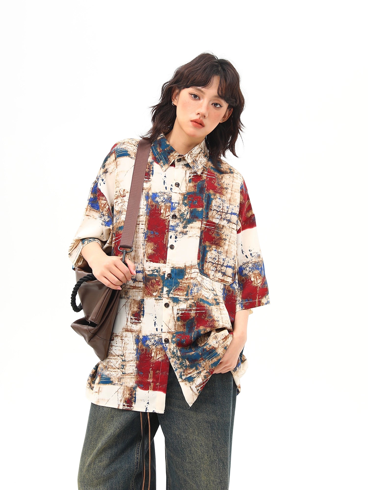 Abstract Print Oversized Shirt