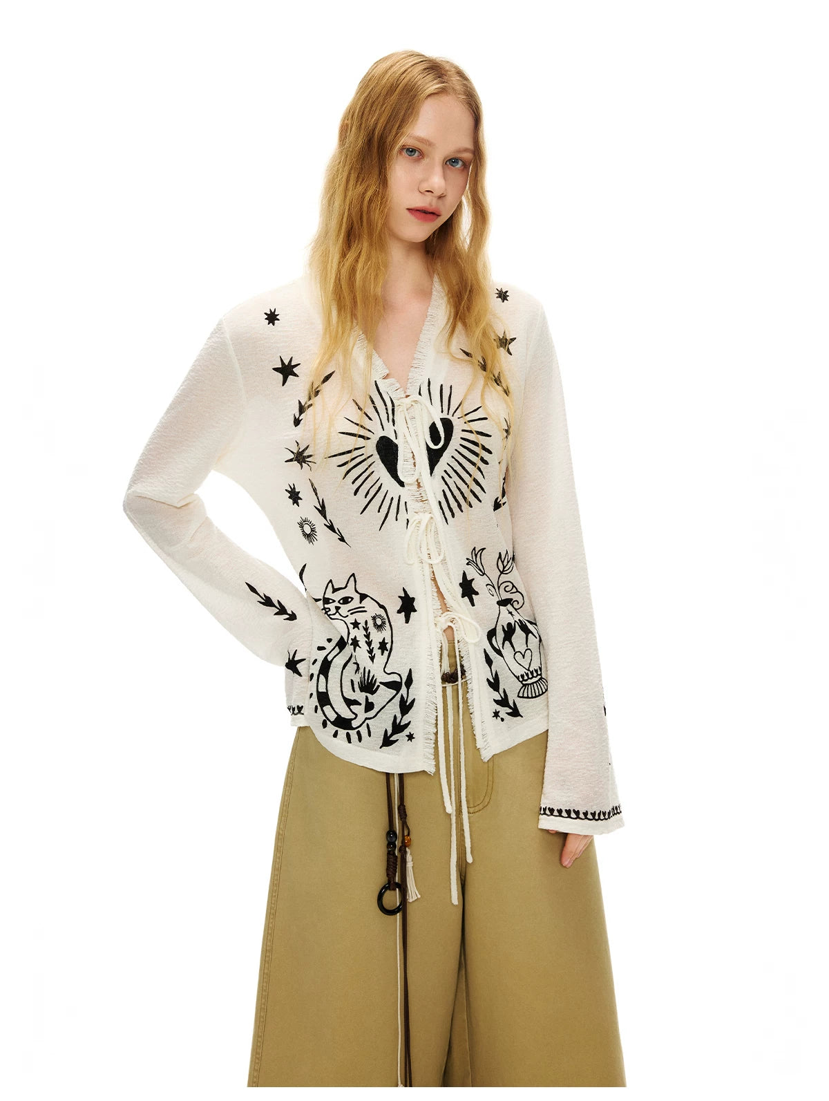 Celestial Familiar Spellbound Tie‑Front Cardigan