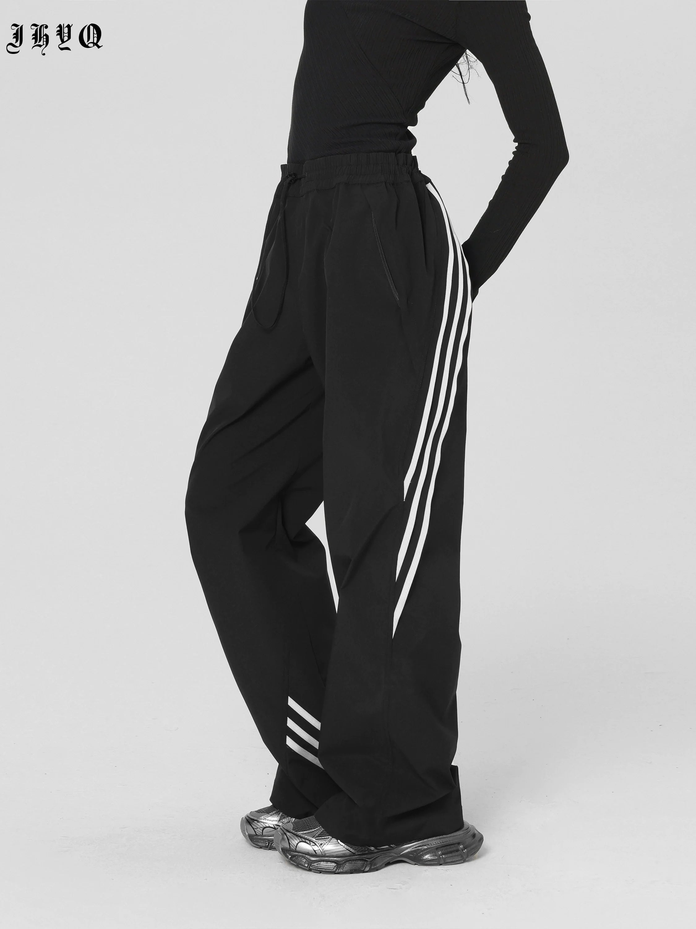 Striped Paratrooper Drawstring Sports Pants - chiclara