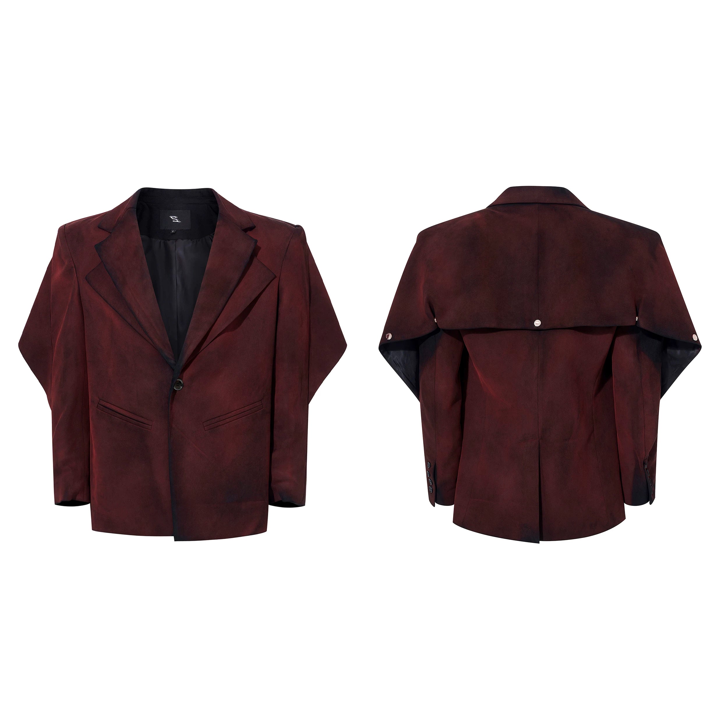 Crimson Shroud Detachable-Cape Blazer