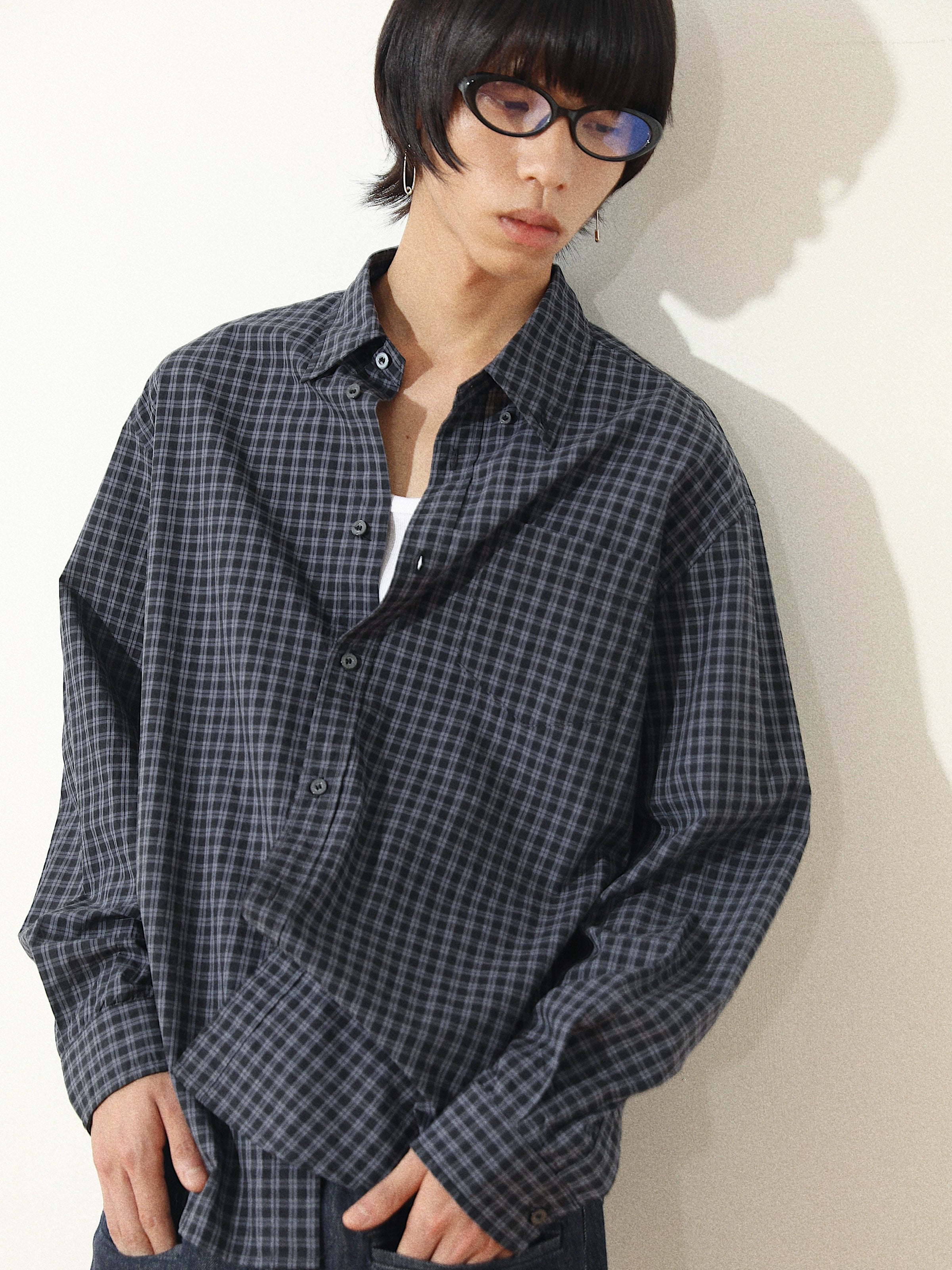 Dark Blue Checked Shirt