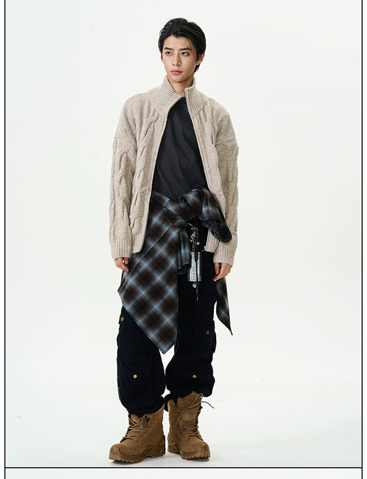 Chunky Cable Knit Zip Cardigan