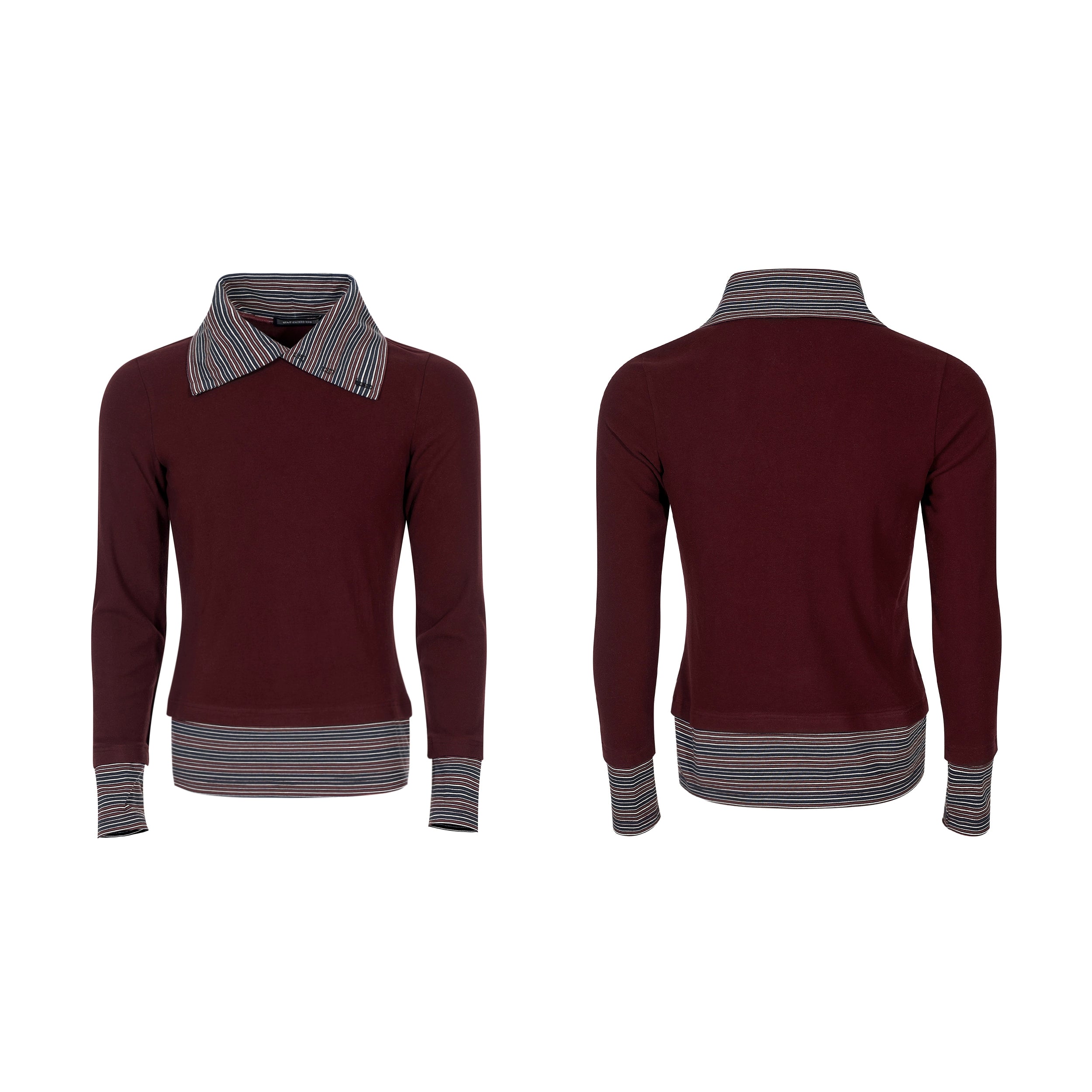 Monochrome Stripe Collar Knit Top