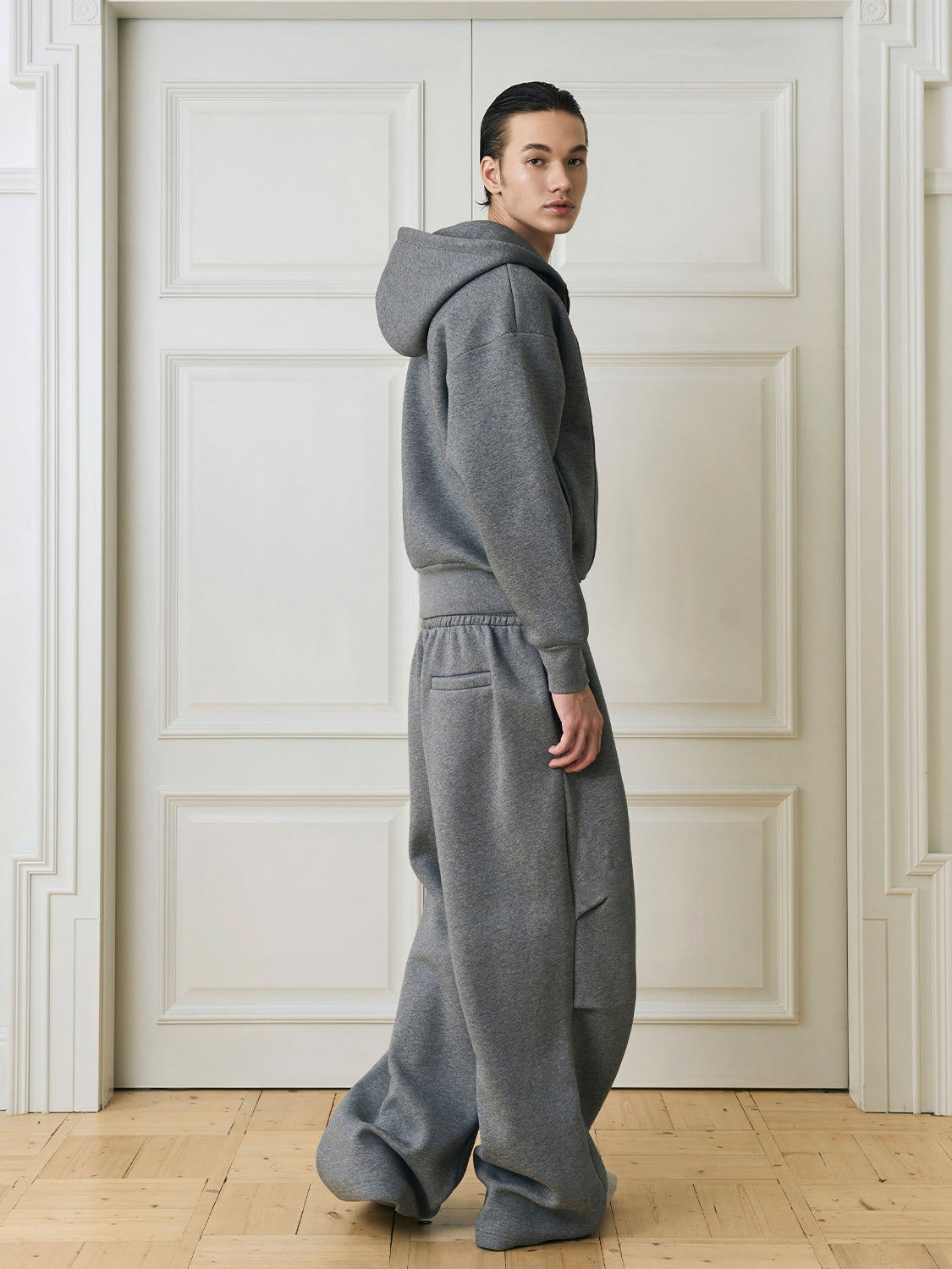 Heavyweight Zip-Up Hoodie and Wide-Leg Sweatpants Setup