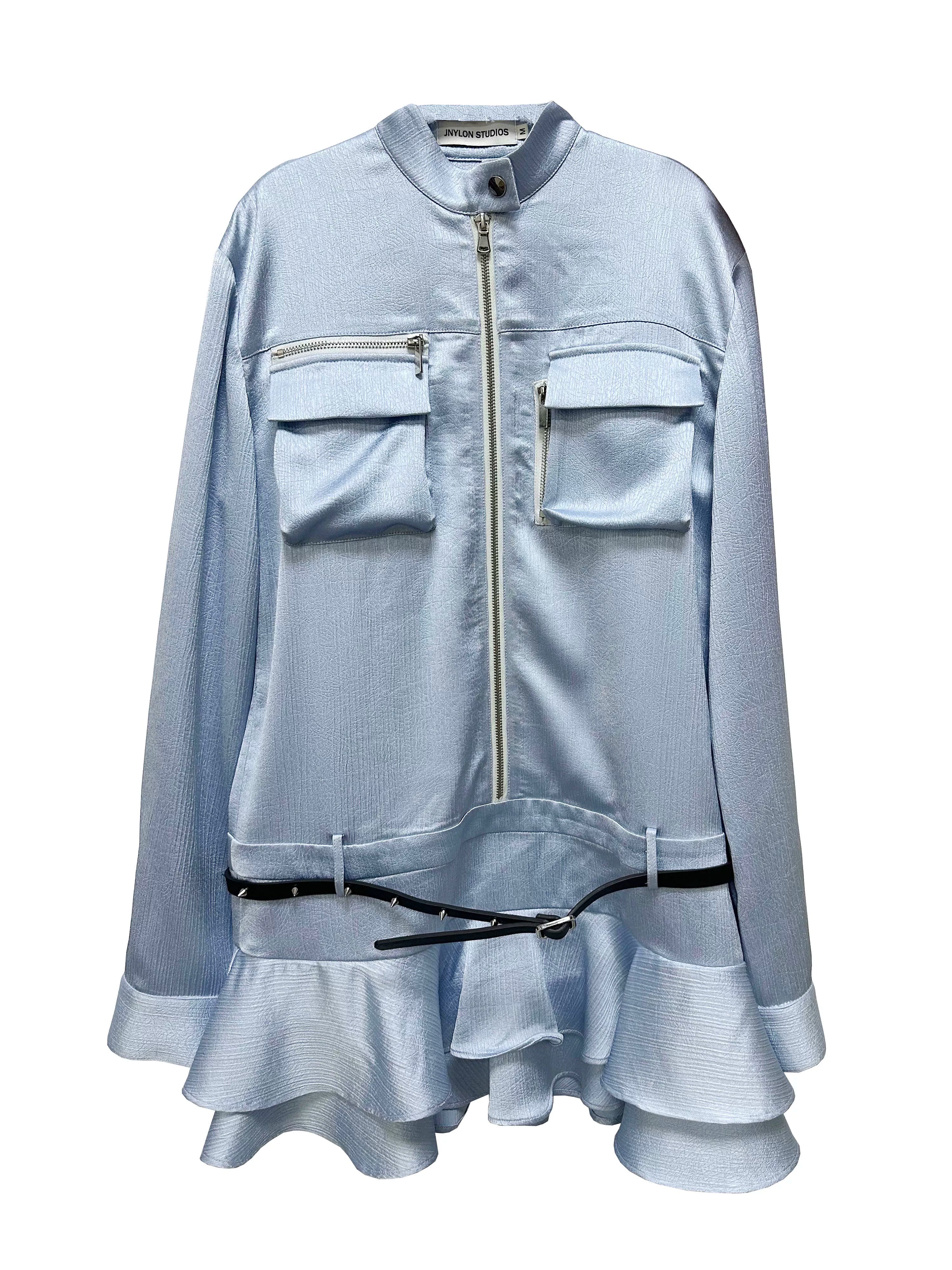 Skyline Zip Ruffle Mini Dress