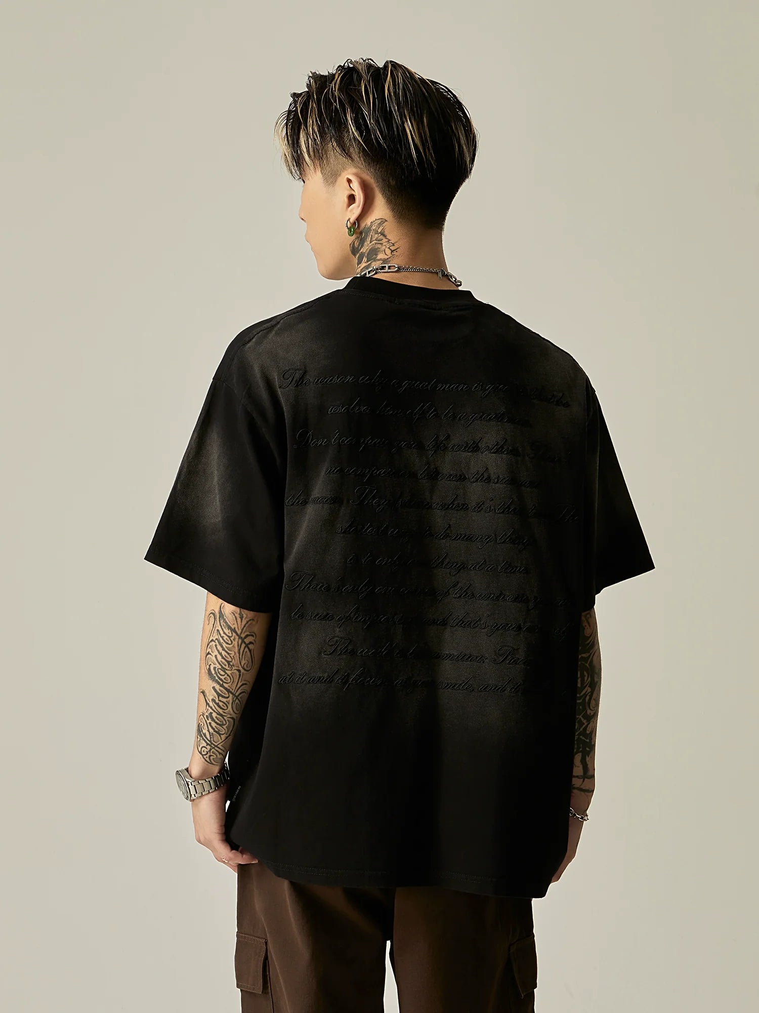 Tonal Embossed Logo Oversized Tee