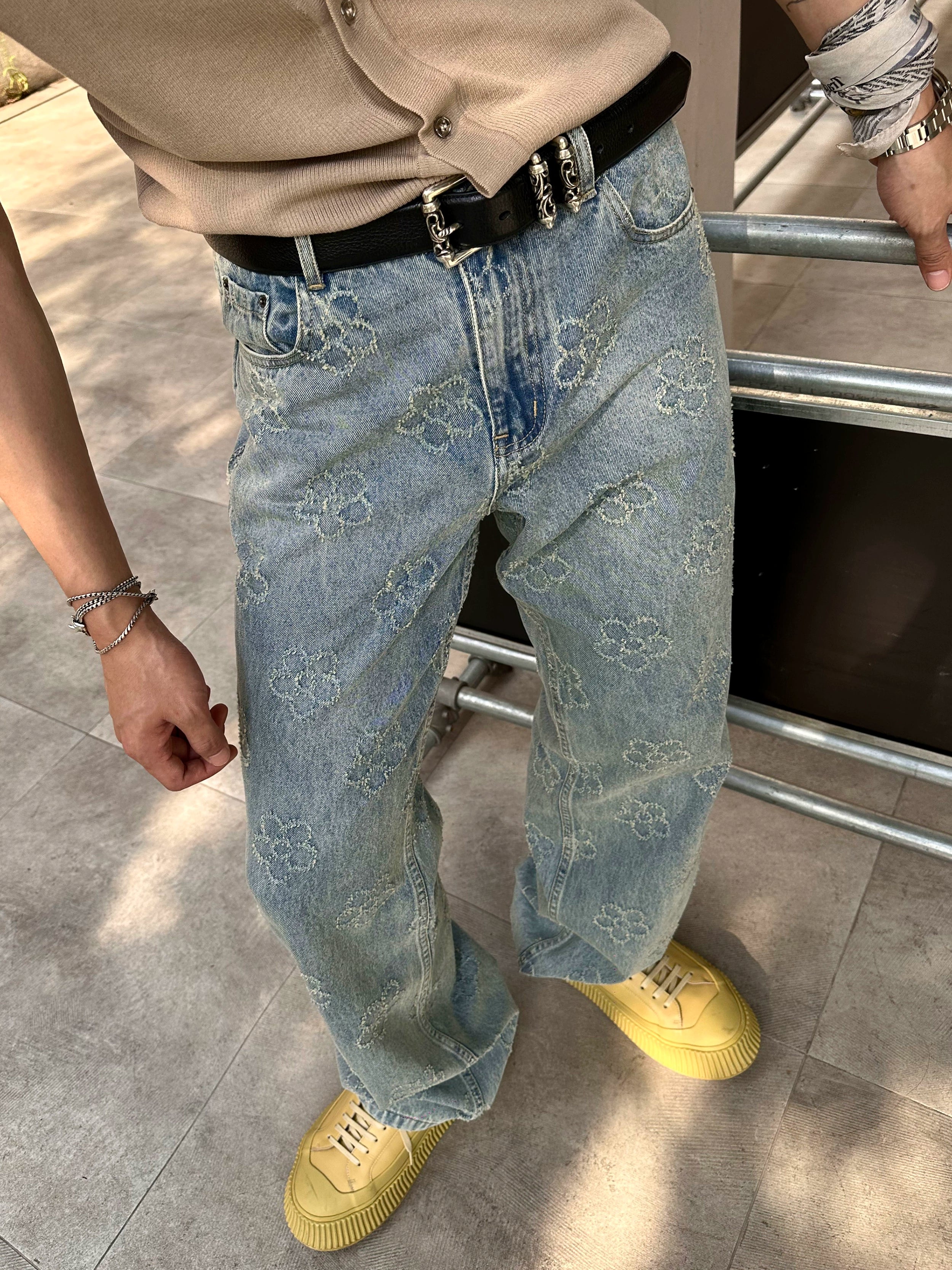 Light Blue Floral Jeans