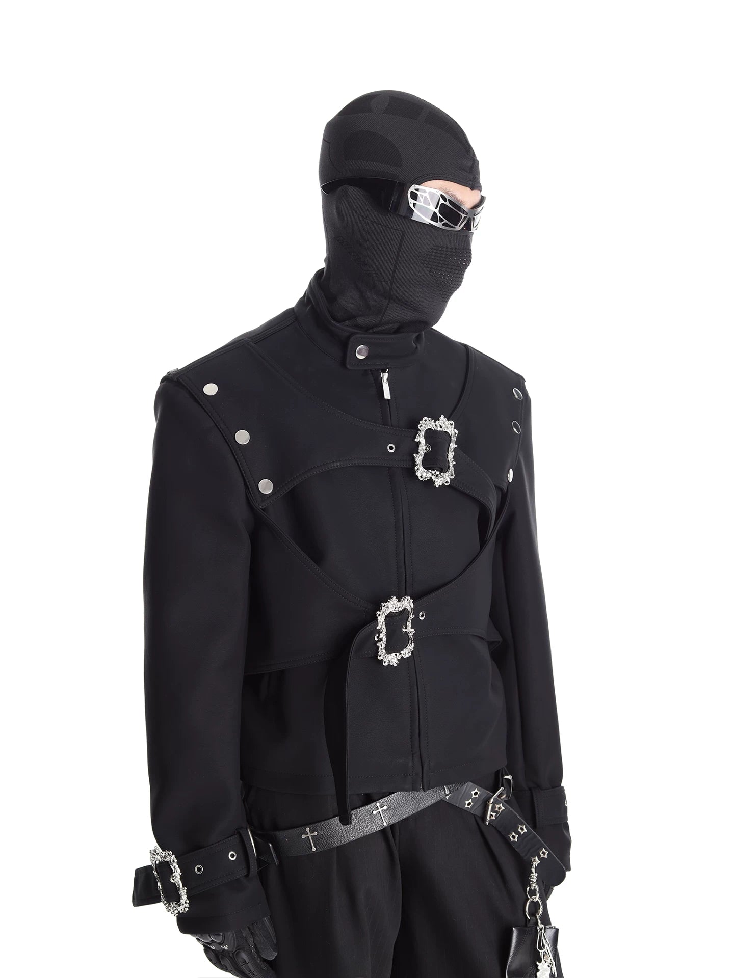 Baroque Harness Buckle Cropped Jacket