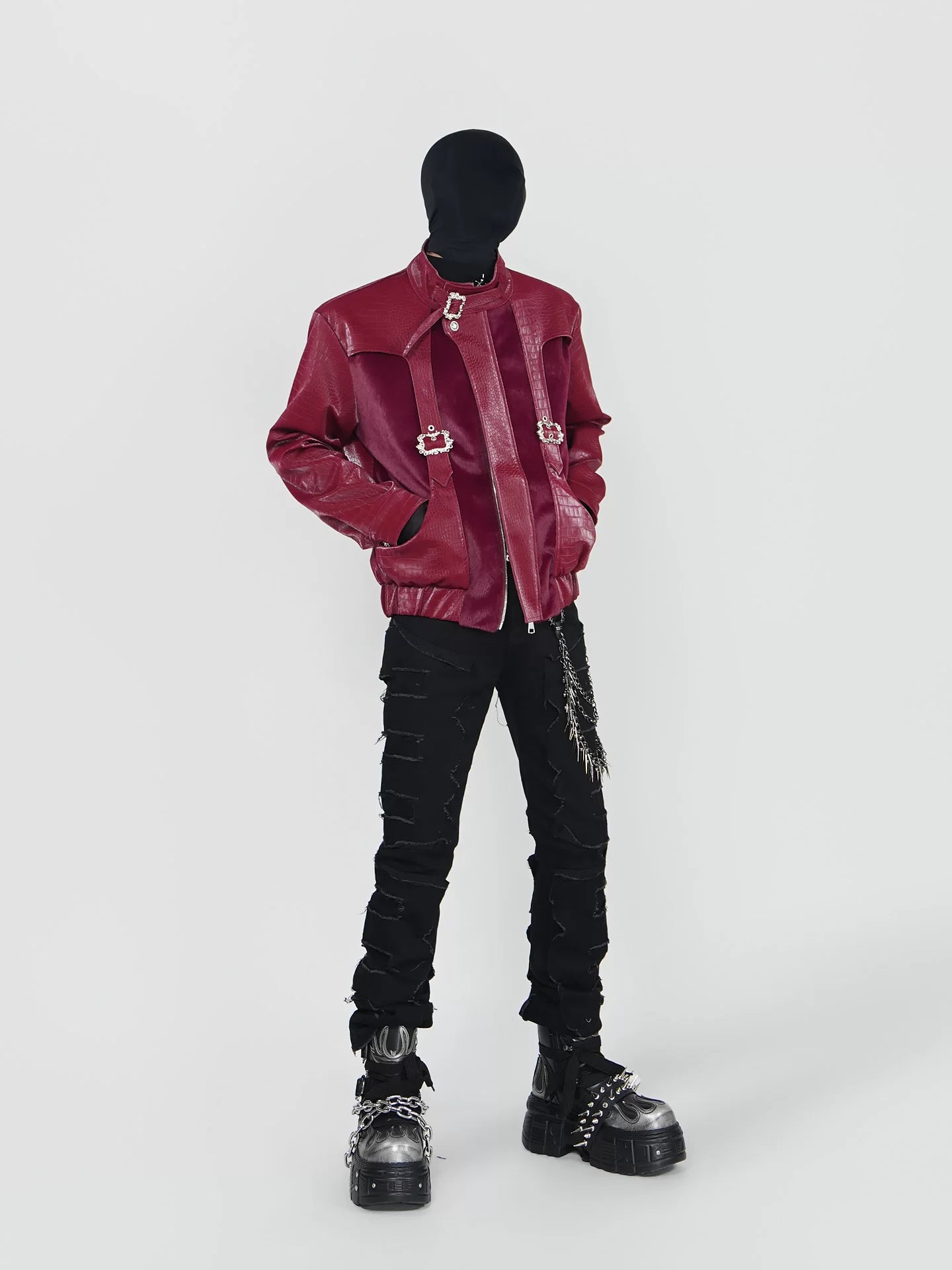 Crimson Reliquary Buckle-Harness Croc Jacket