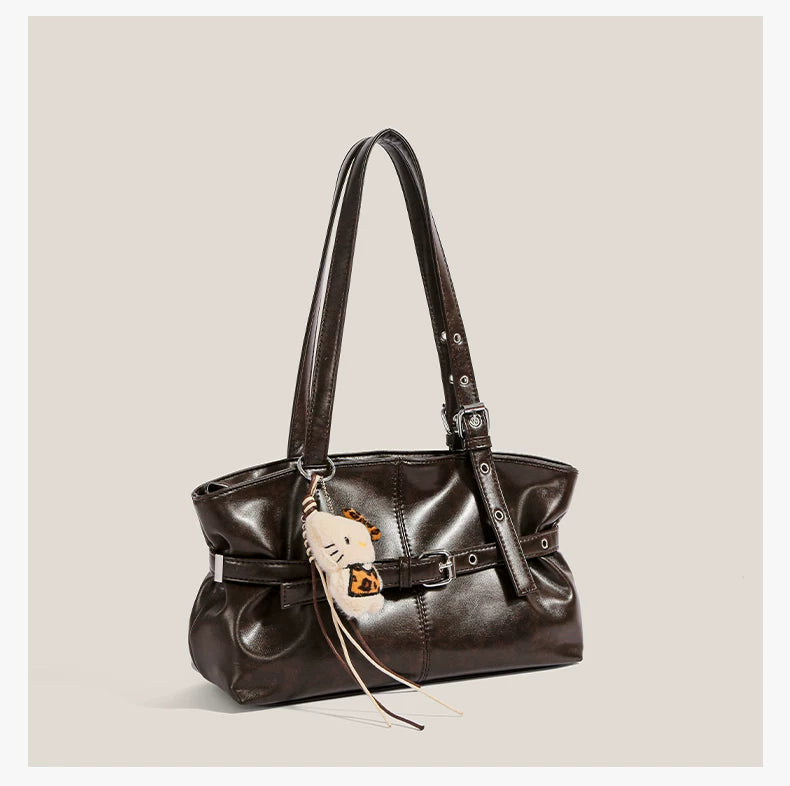 Midnight Kitty Buckle Shoulder Bag