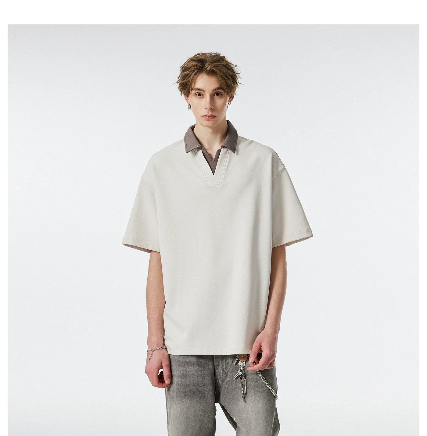 Contrast Collar Club Knit Polo Tee