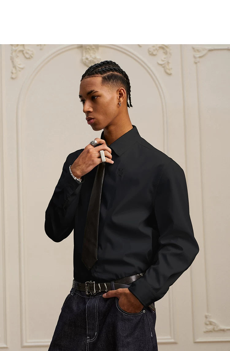 Baroque Embroidery Simple Casual Lapel Long-sleeve Shirt