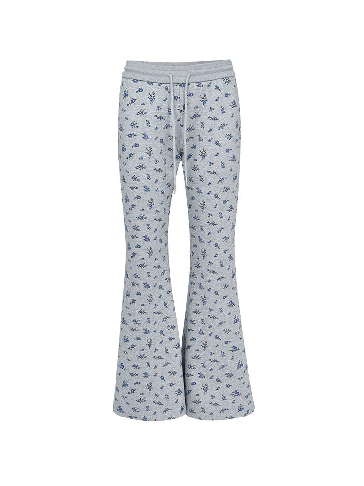 Flared Lounge Pants with Floral Print