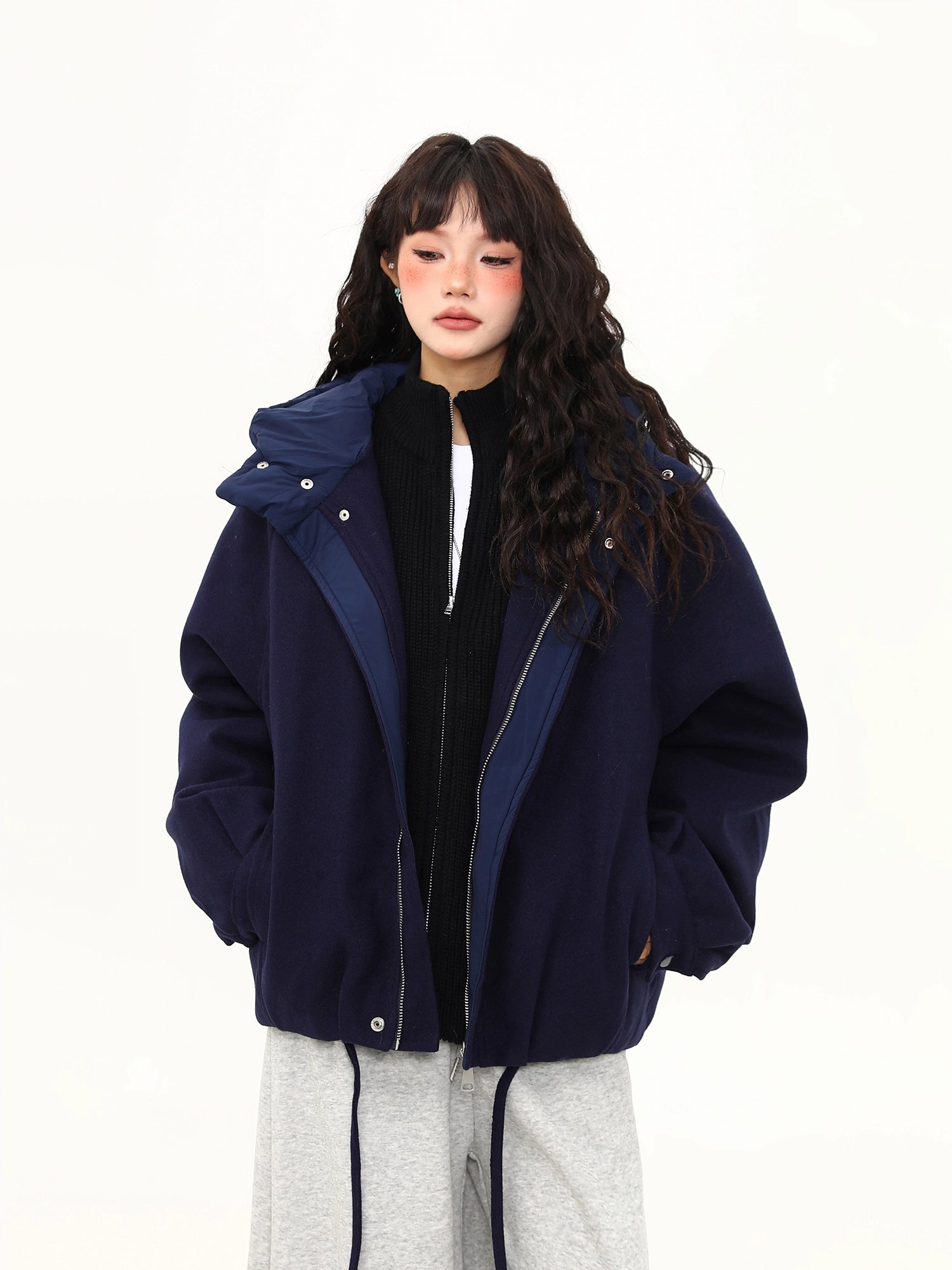 Midnight Harbor Dual-Layer Hooded Jacket