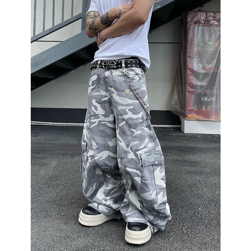 Multi-Pocket Frost Camo Cargo Pants