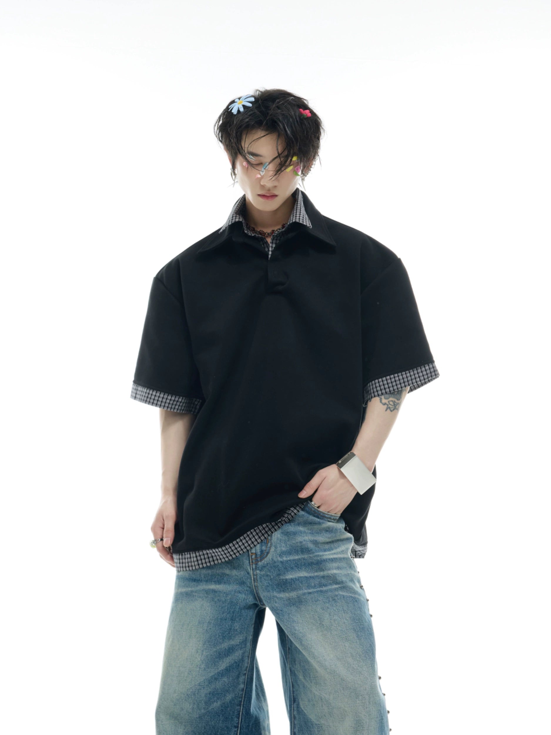 Crystal Trim Black Polo Shirt