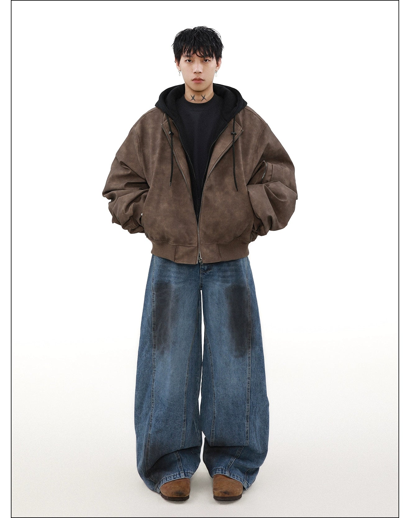 Umber Drift Oversized Moto Jacket