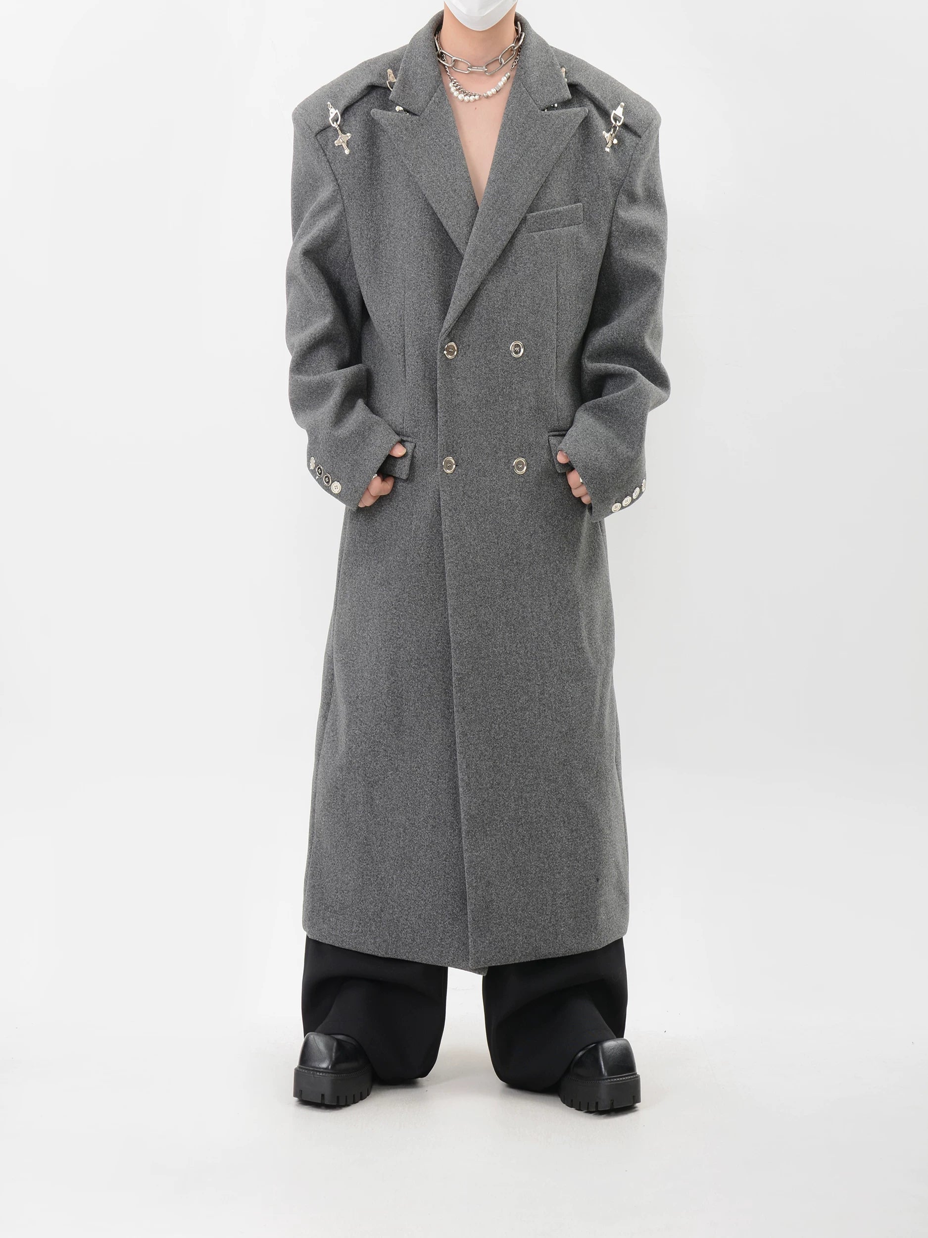Midnight Aegis Spiked Overcoat