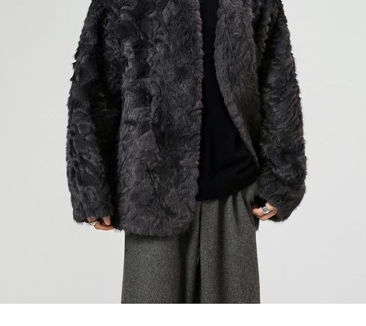 Midnight Cloud Faux-Fur Cocoon Jacket
