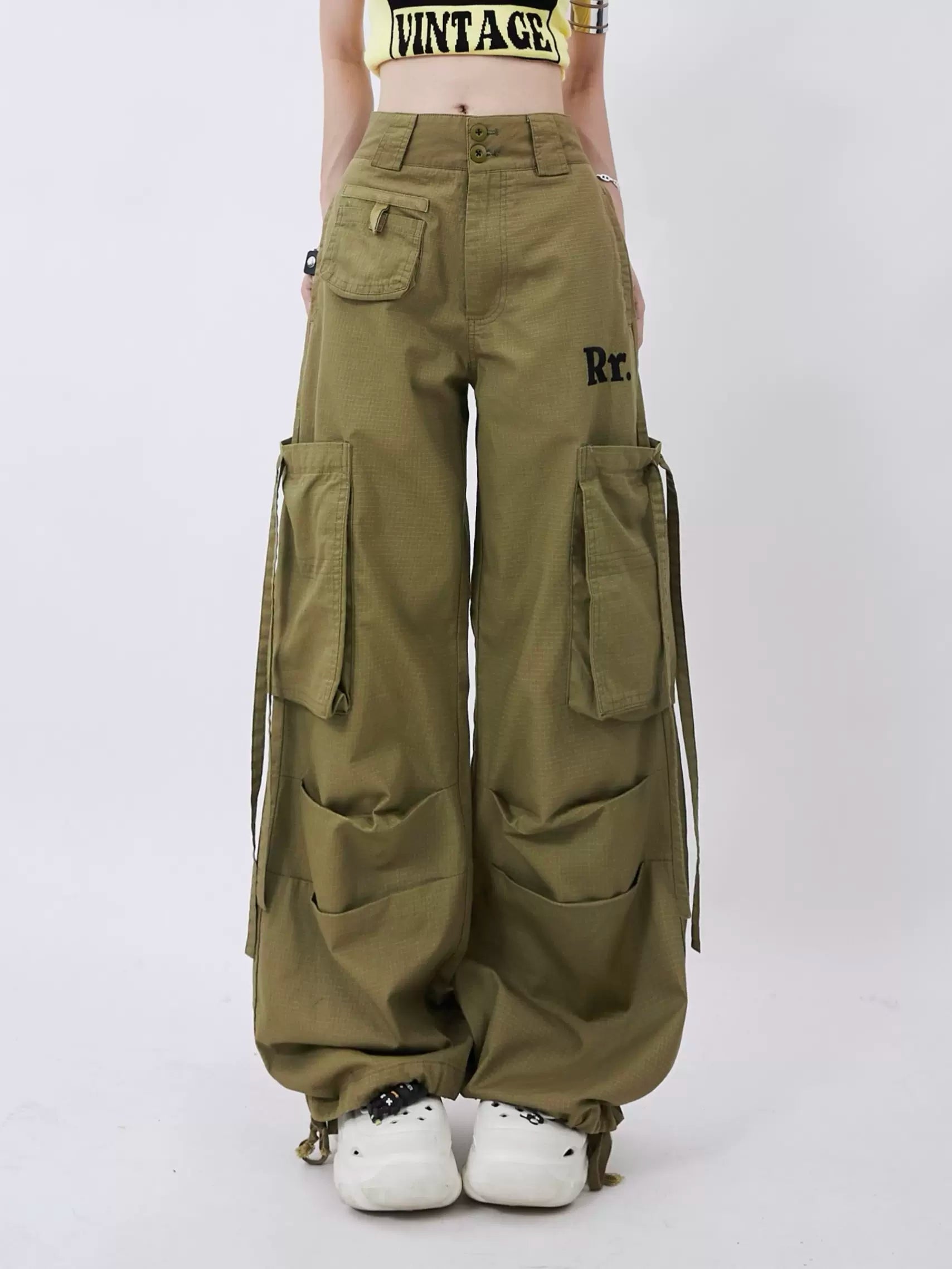 Big Pocket Wide Leg Casual Pants - chiclara