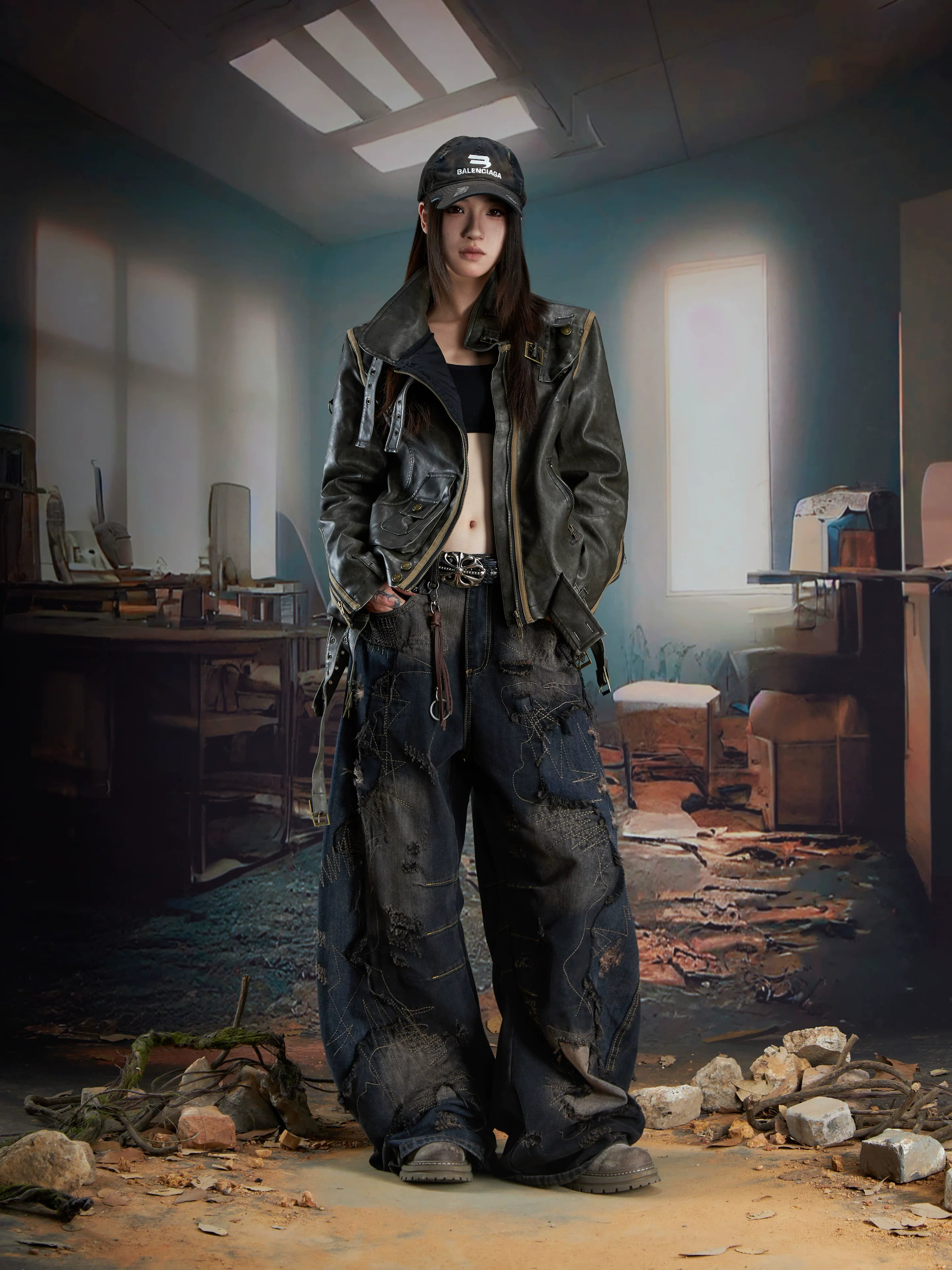 Rustforge Ruin Wide-Leg Denim Pants