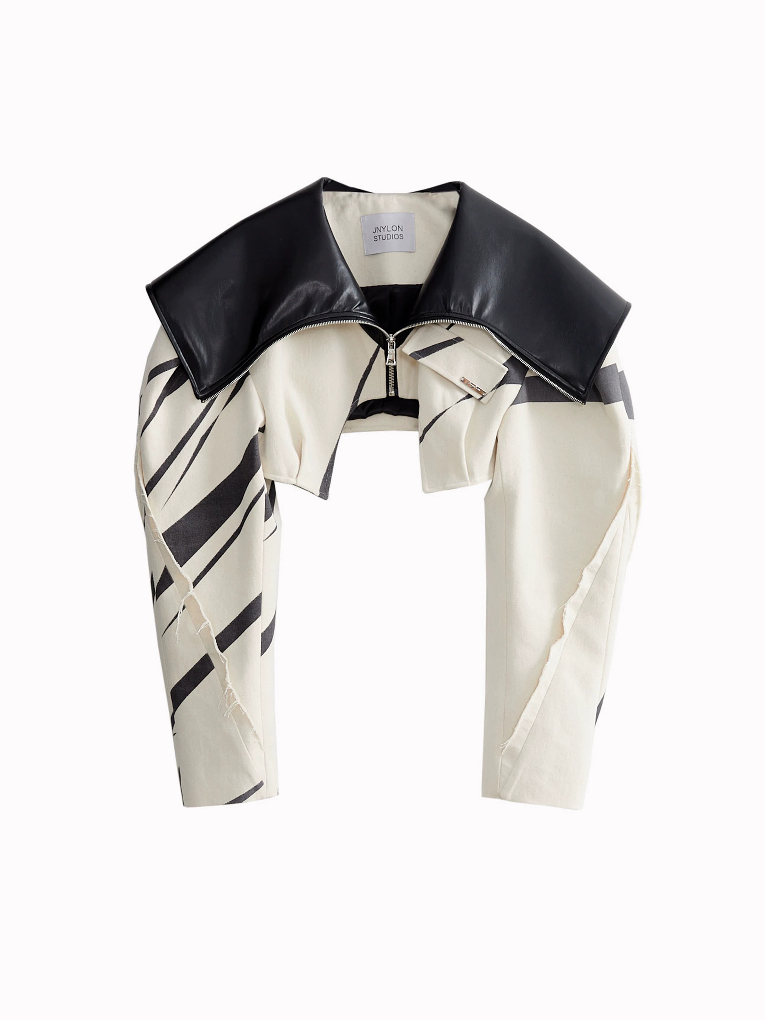 Ivory Noir Cropped Zip Jacket