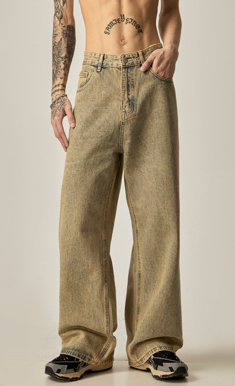 Vintage Wheat Wide-Leg Relaxed Fit Jeans