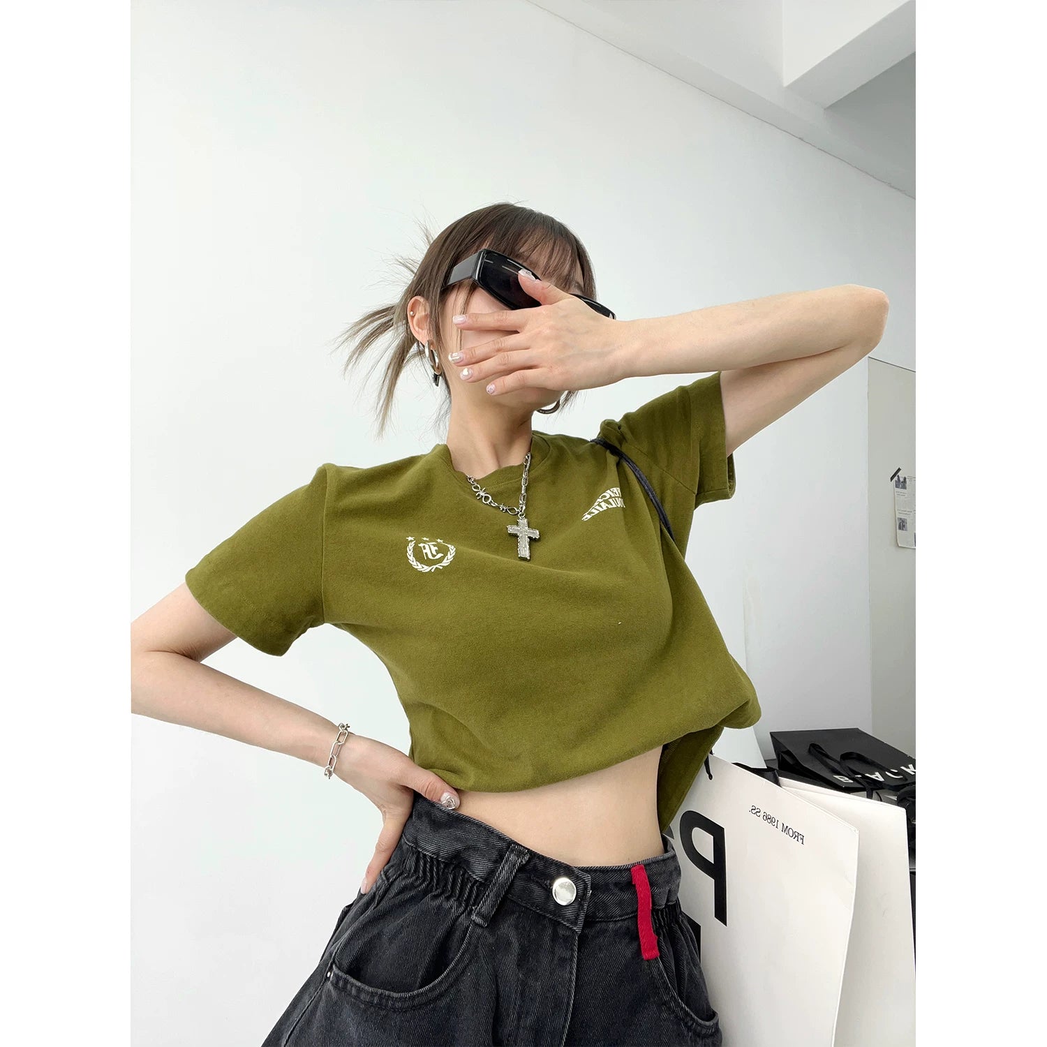 Neon Rebel Fleece Crop Tee