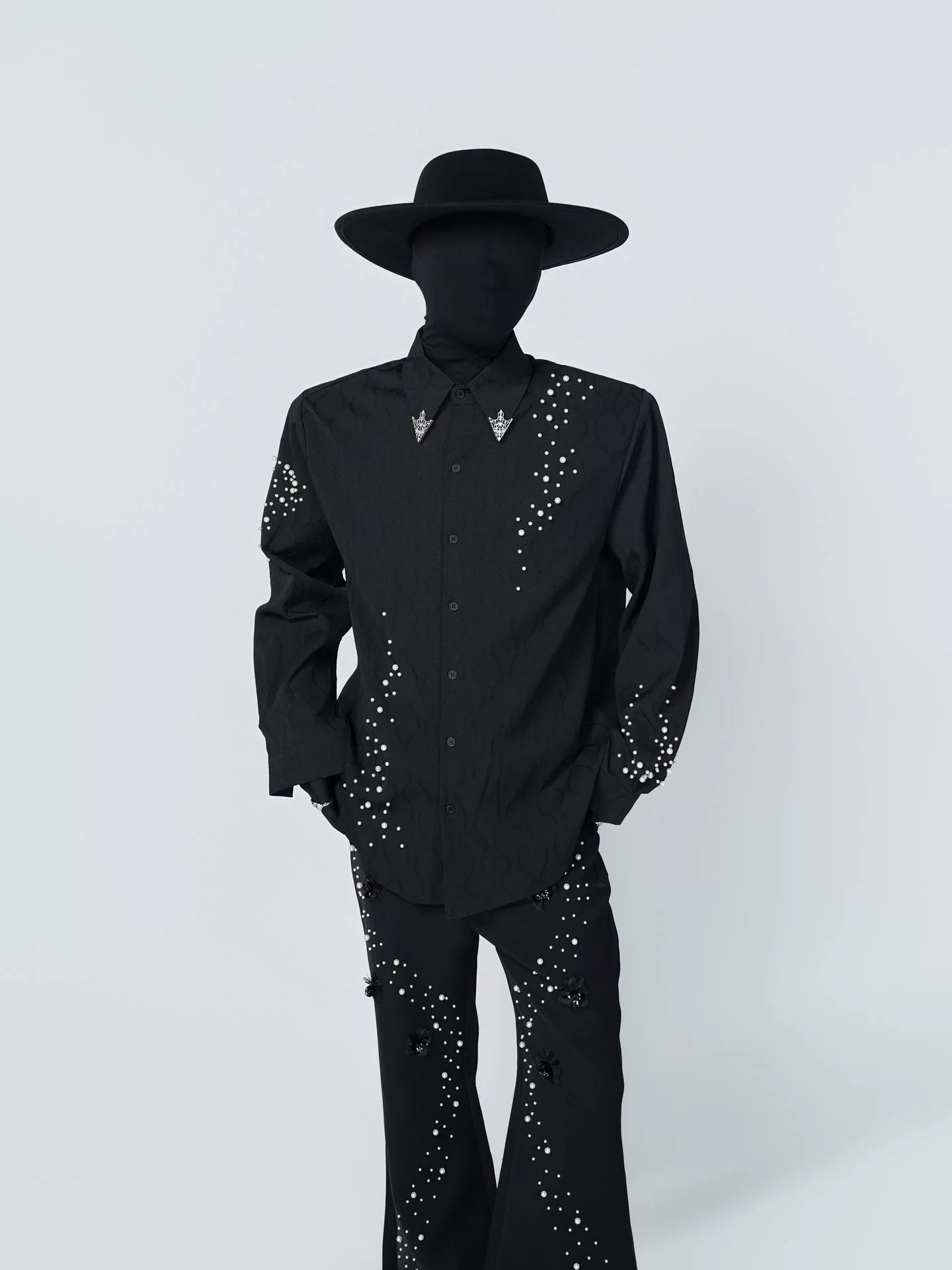 Starlit Shrapnel Pearl-Stud Constellation Shirt