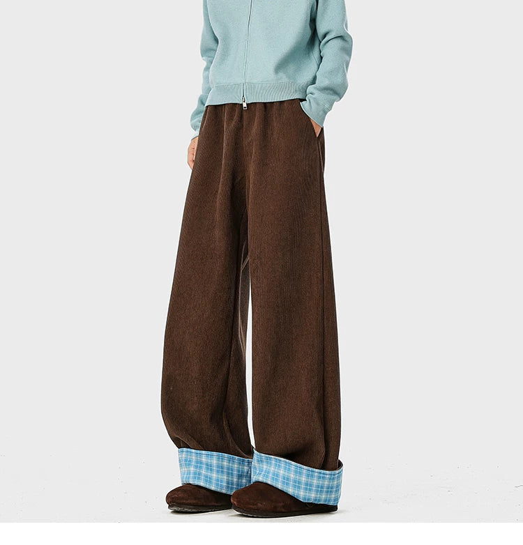 Check Cuff Corduroy Trousers