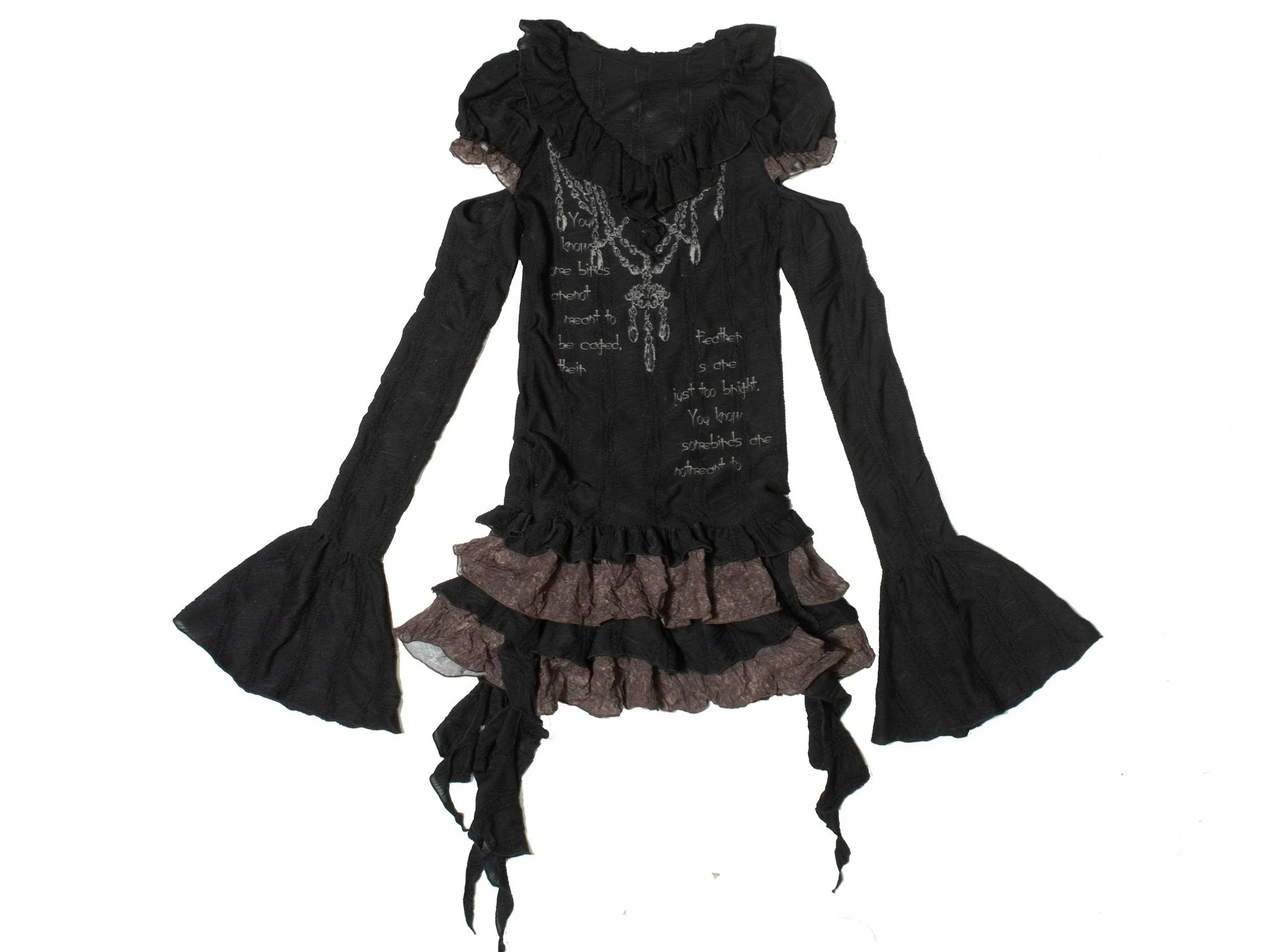 ARIADNAw Gothic Lolita Ruffled Mini Dress - Black/Brown (Women's)