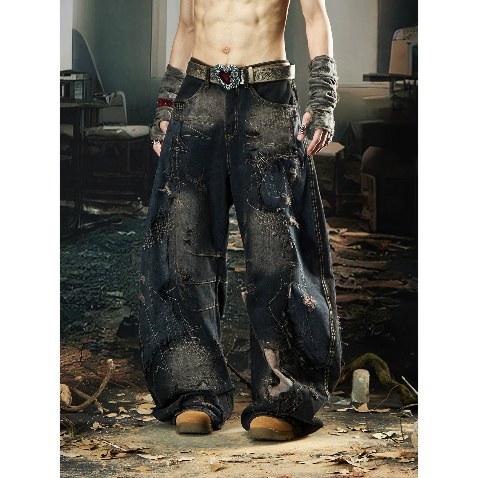 Rustforge Ruin Wide-Leg Denim Pants