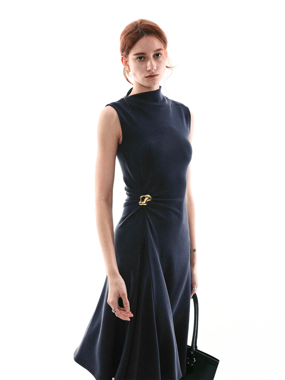 Sculpted Buckle Fit-Flare Dress