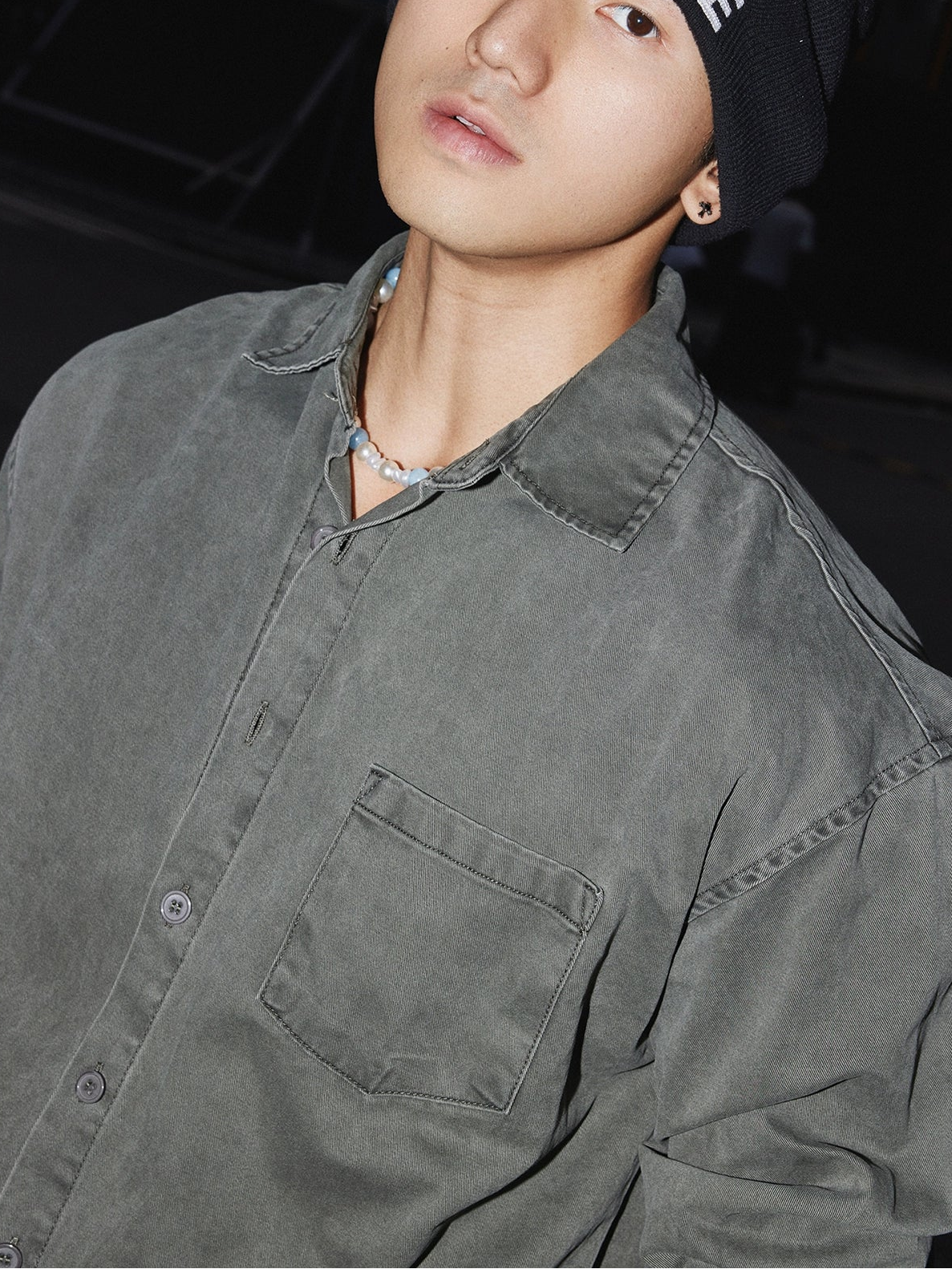 Washed Oversized Button-Up Long Sleeve Shirt