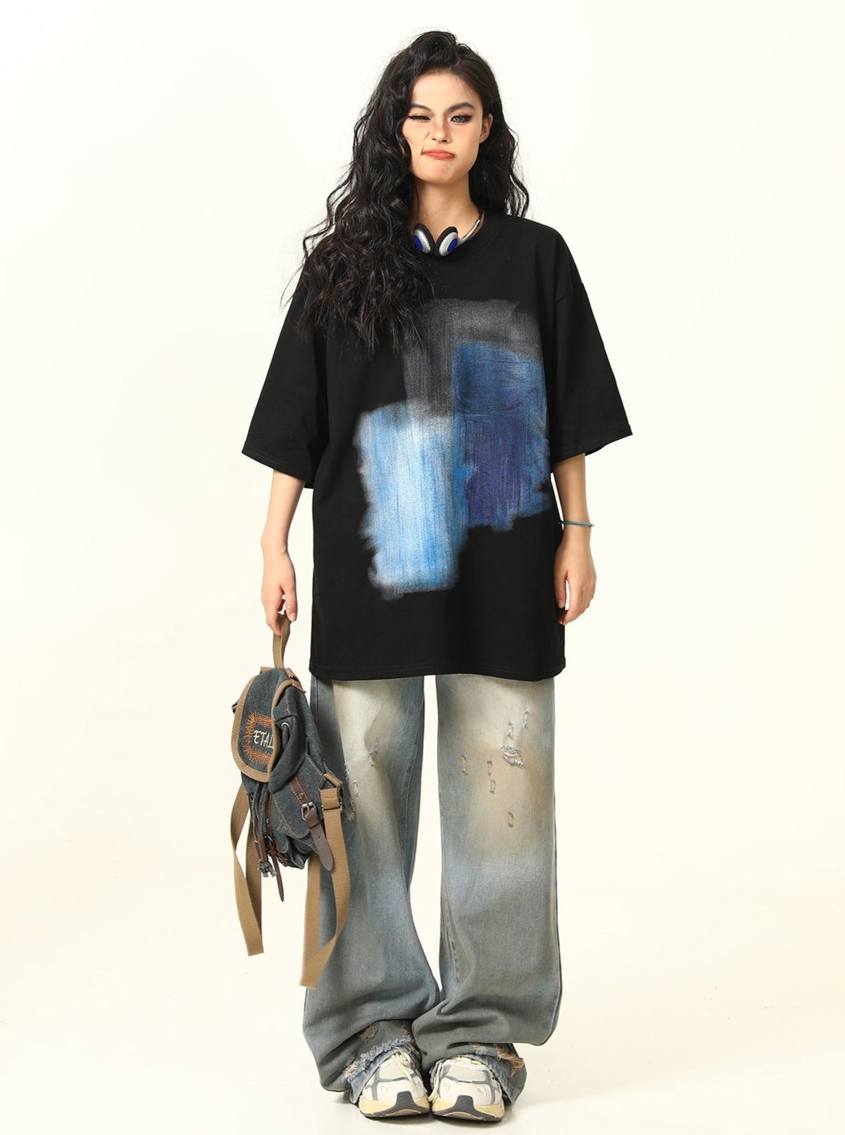 Abstract Watercolor-Style Oversized T-Shirt