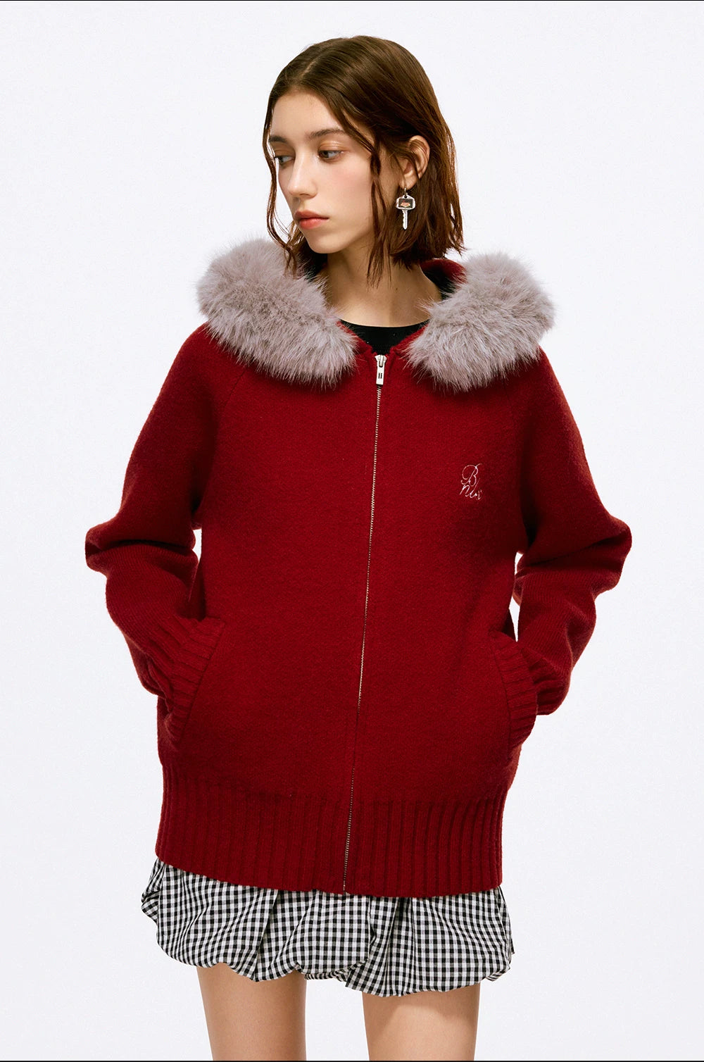 Frostline Faux Fur Hood Zip Cardigan