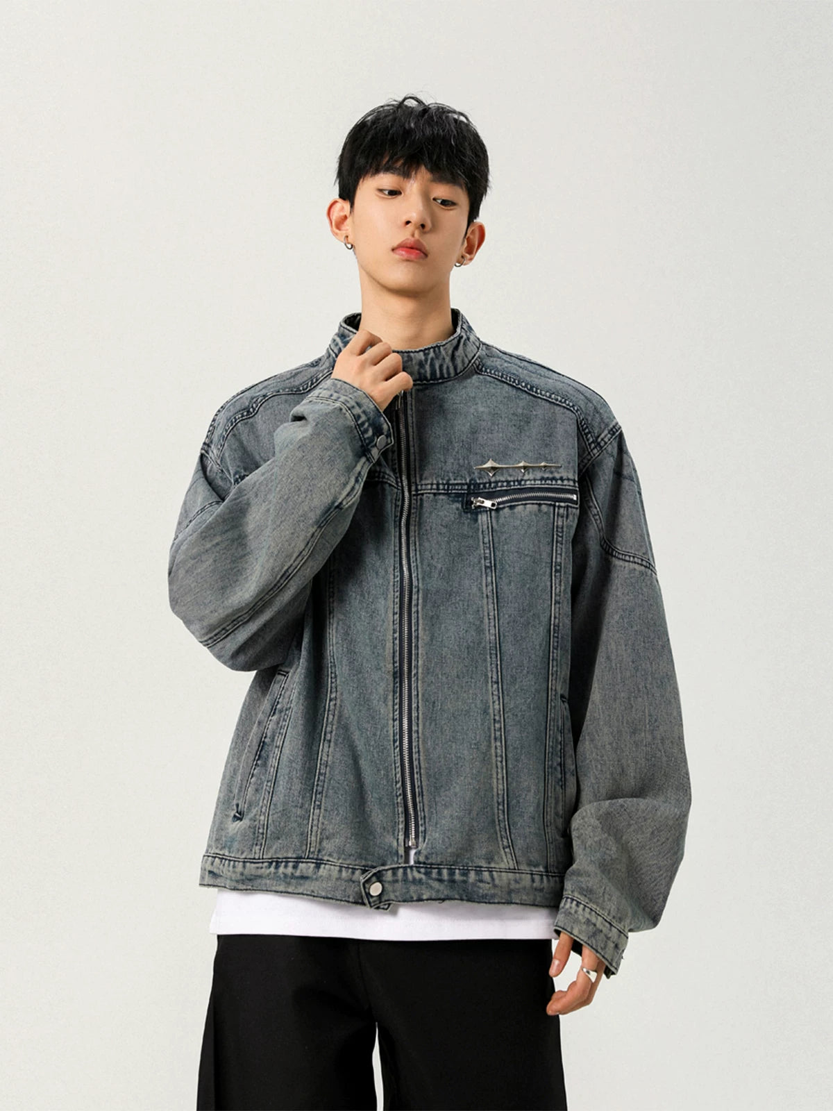Studline Stand-Collar Denim Jacket