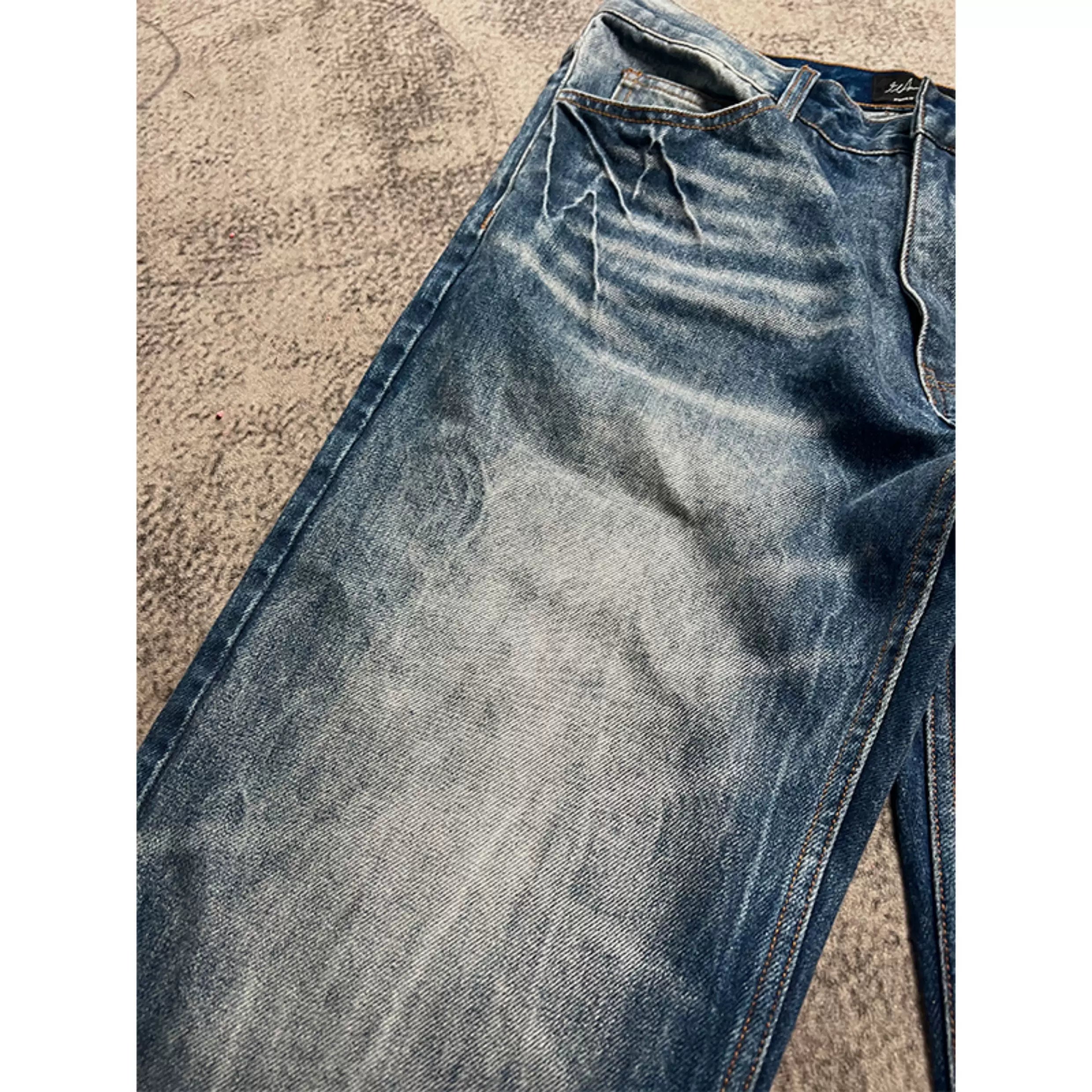 Vintage Wash Wide-Leg Stack Jeans