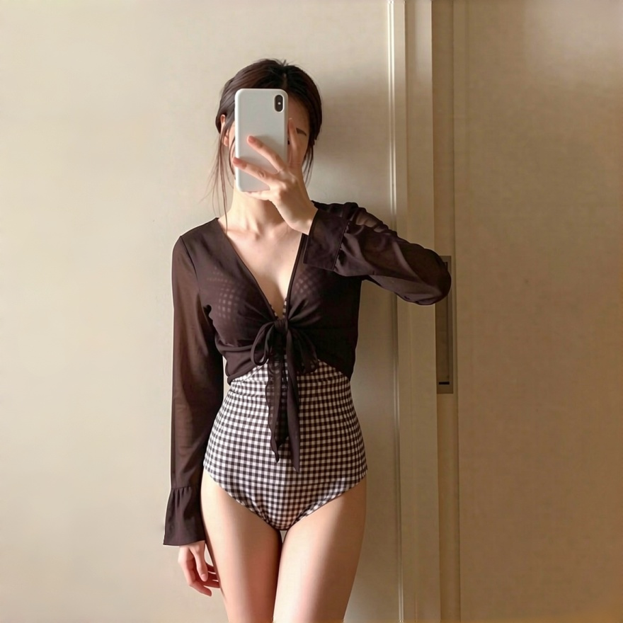 Moonlit Gingham Poolside One‑Piece