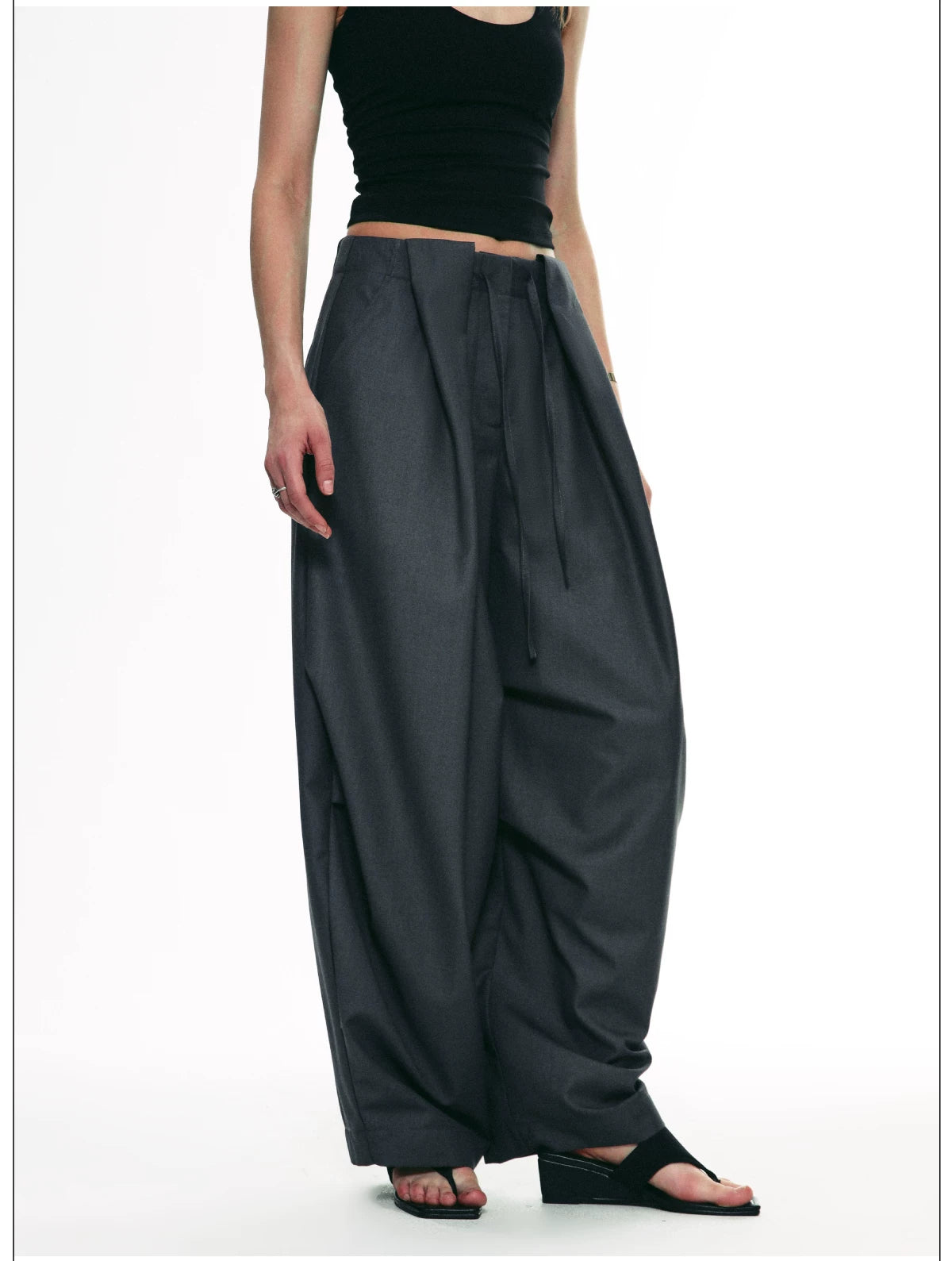 Draped Pleat Sarouel Trousers