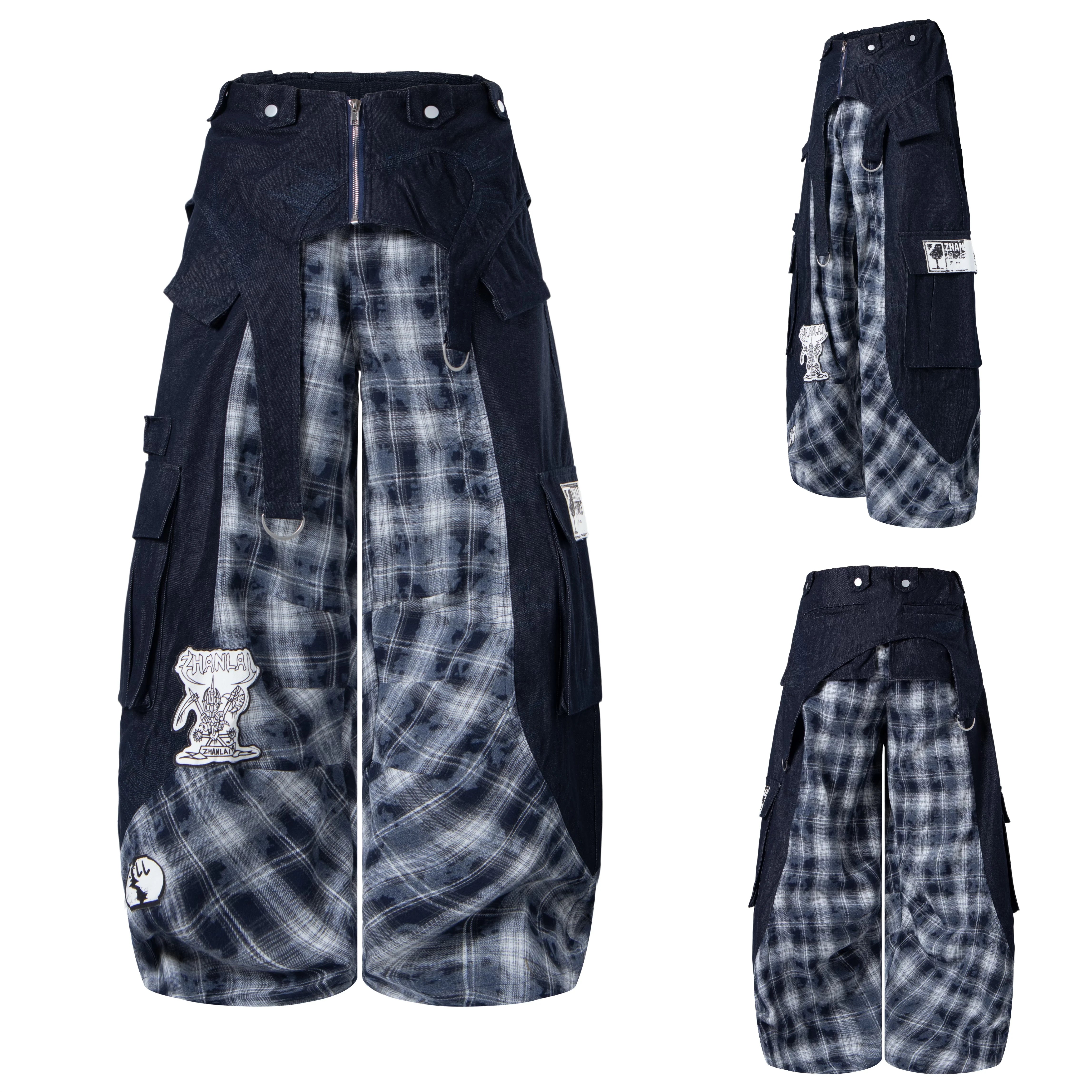 Riot Plaid Layered Trench Cargo Pants