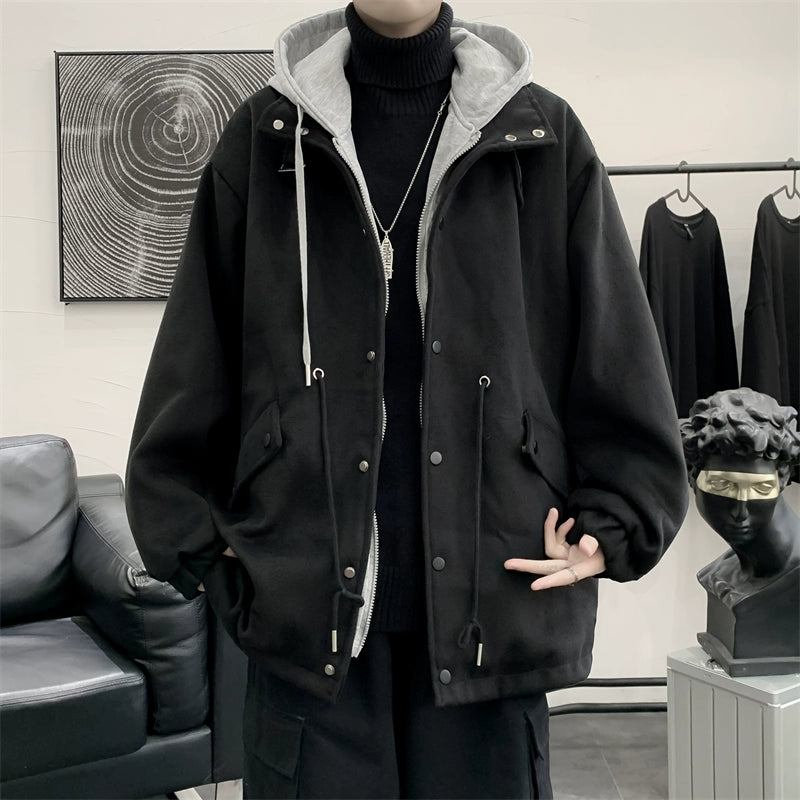 Oversized woolen hooded jacket