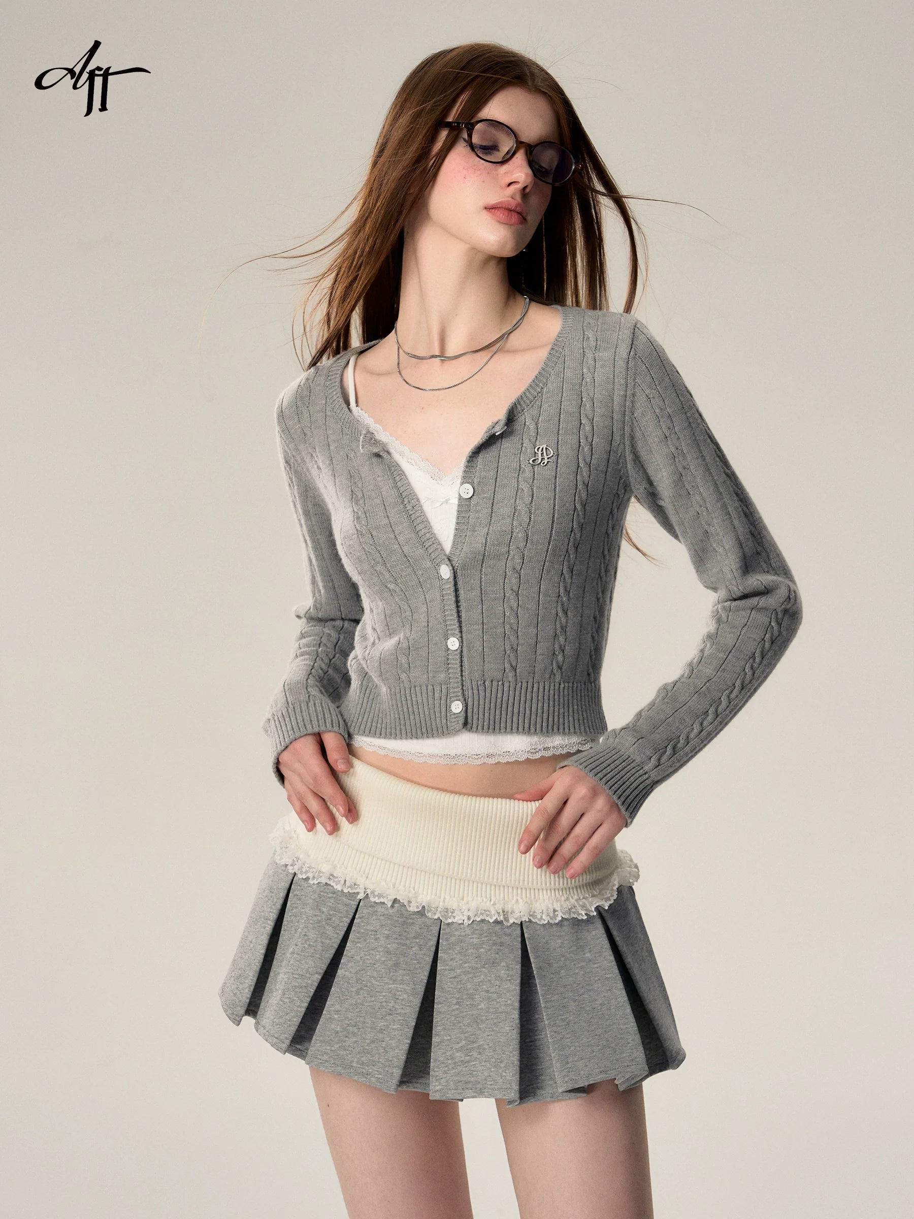 Wool Button-Down Cardigan Set - chiclara