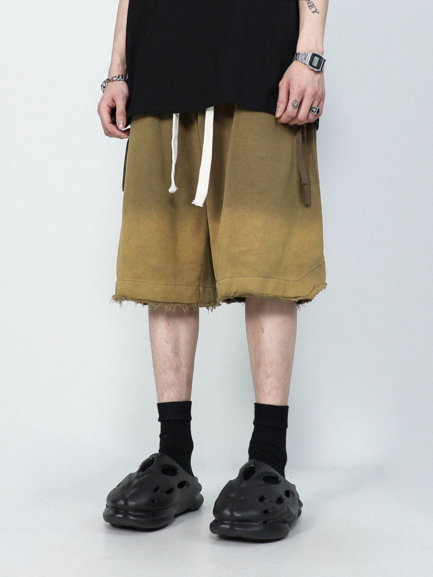 Raw Edge Fade Sweat Shorts