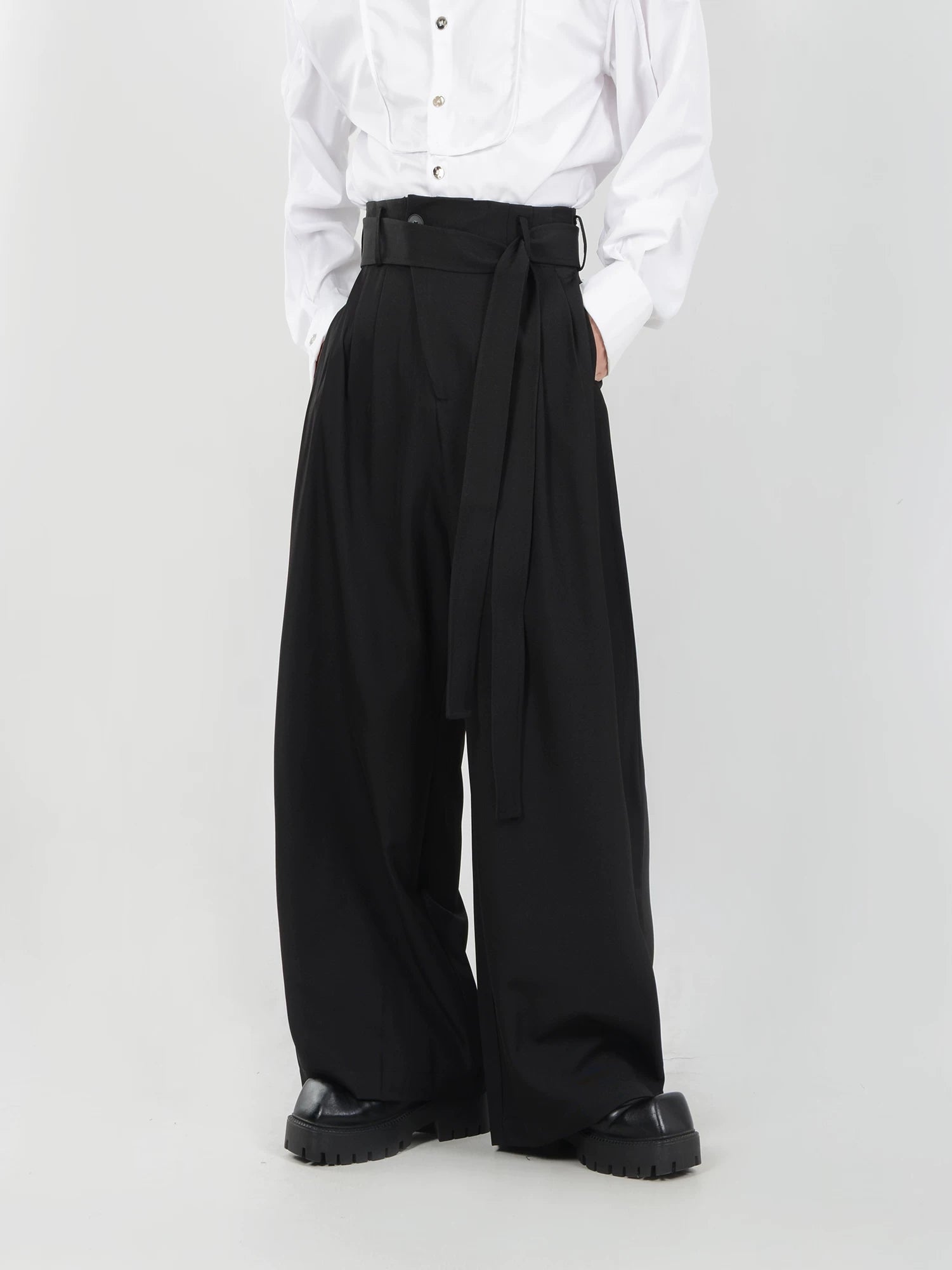 Obsidian Sash Pleat Trousers