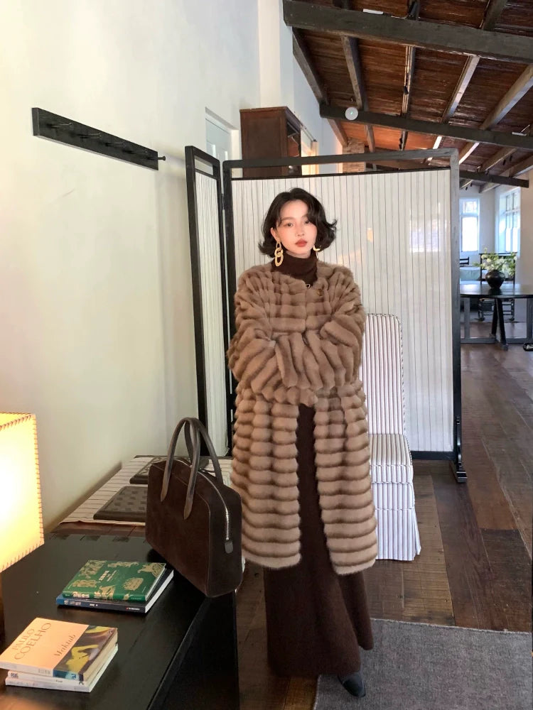 Brown Faux Fur Long Coat