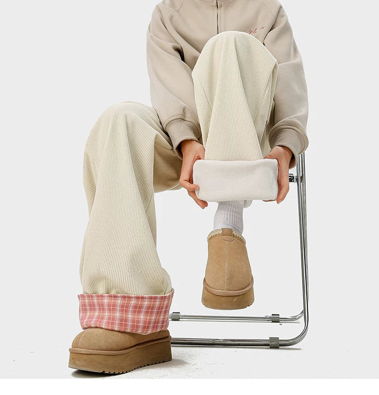 Check Cuff Corduroy Trousers