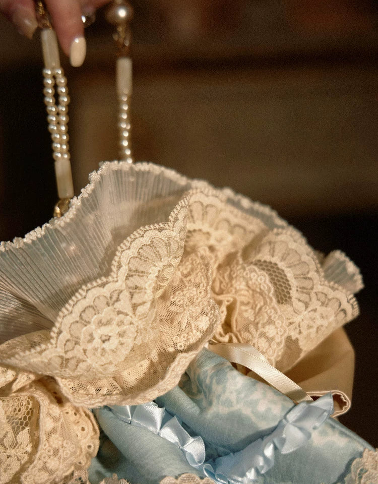 Lace Bow Cone Drawstring Handbag