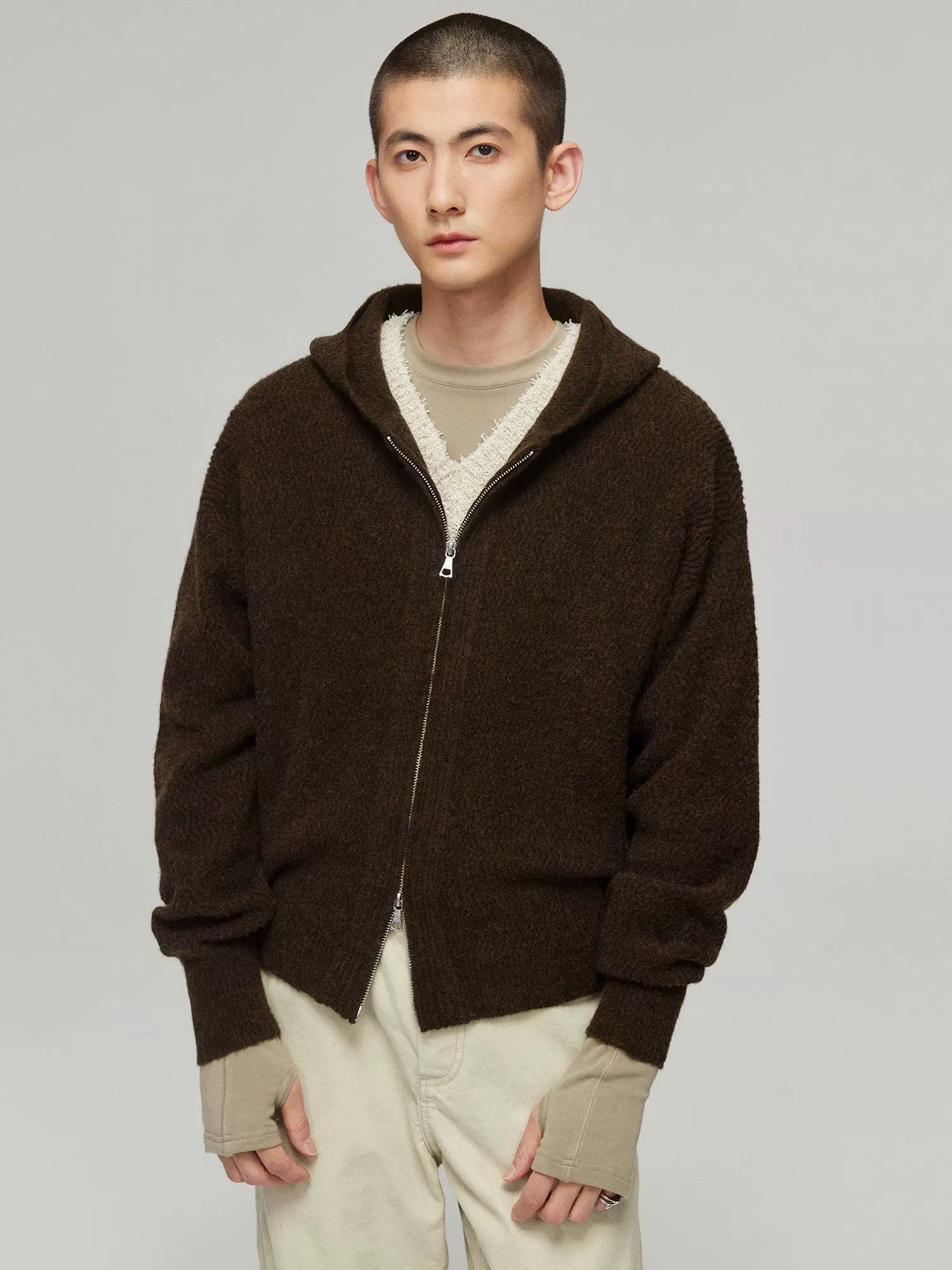 Mochafuzz Cropped Knit Hoodie